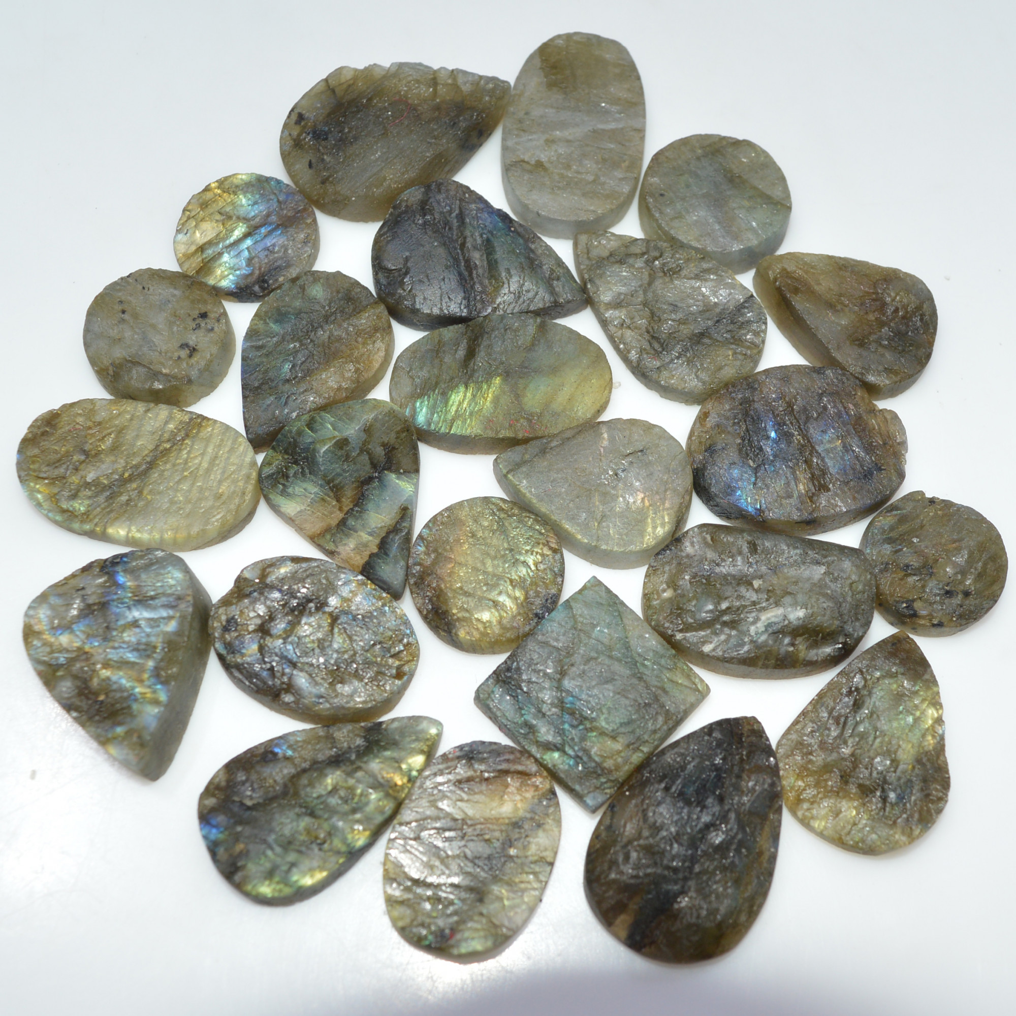 24 Pcs 460 Cts Natural Labradorite Druzy Loose Gemstone Lot Craft Supplies For Silver Jewelry Making For Women 27x19 15x15mm 17051