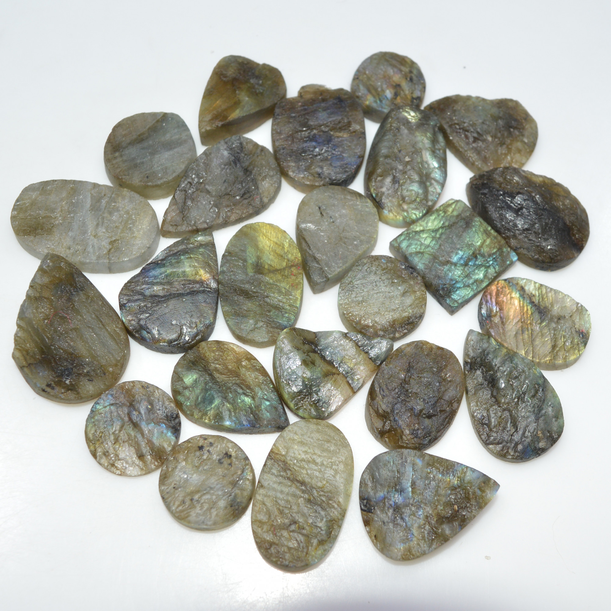 24 Pcs 460 Cts Natural Labradorite Druzy Loose Gemstone Lot Craft Supplies For Silver Jewelry Making For Women 27x19 15x15mm 17051