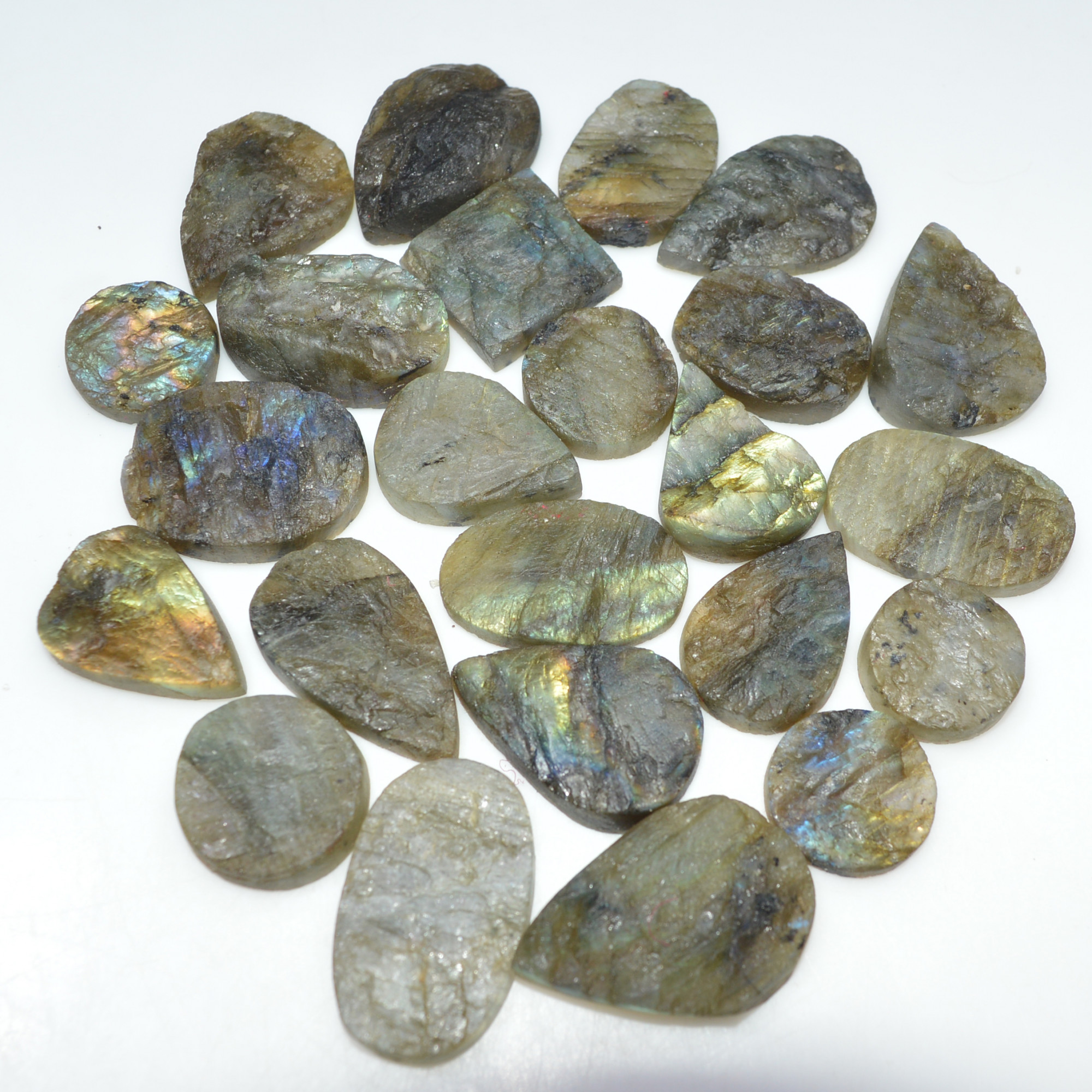 24 Pcs 460 Cts Natural Labradorite Druzy Loose Gemstone Lot Craft Supplies For Silver Jewelry Making For Women 27x19 15x15mm 17051
