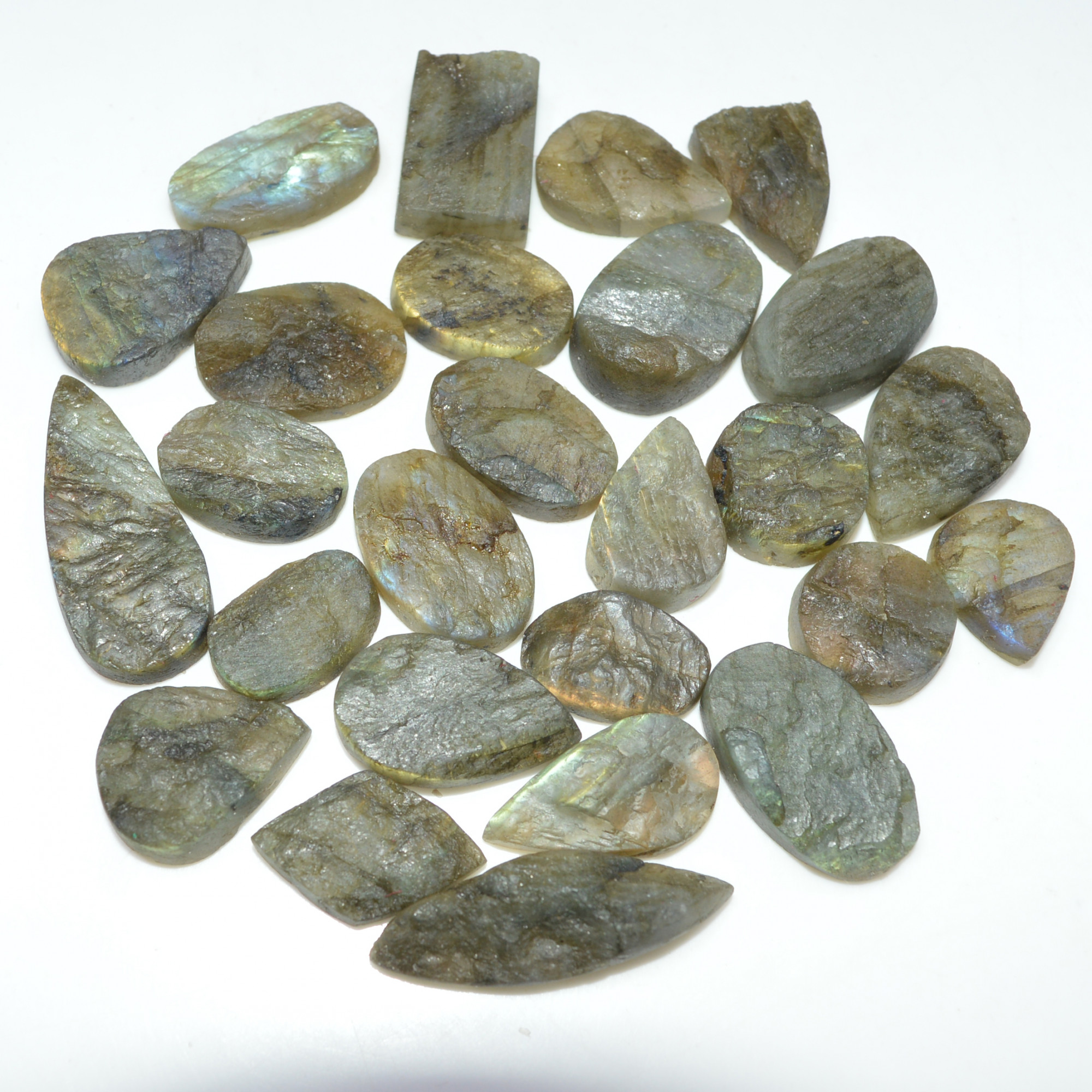 26 Pcs 332 Cts Natural Labradorite Druzy Loose Gemstone Lot Craft Supplies For Silver Jewelry Making For Women 29x11 13x13mm 17052