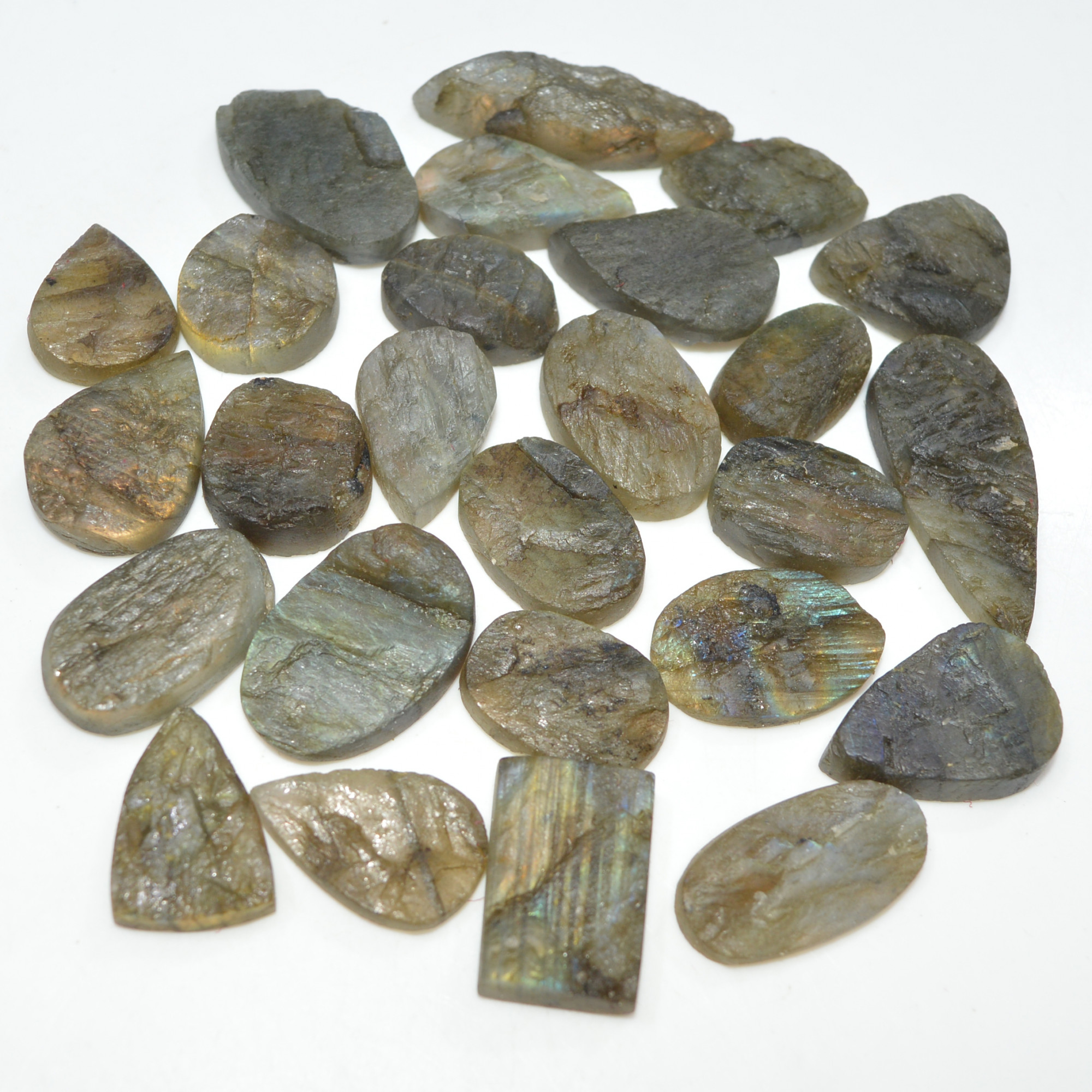 26 Pcs 332 Cts Natural Labradorite Druzy Loose Gemstone Lot Craft Supplies For Silver Jewelry Making For Women 29x11 13x13mm 17052