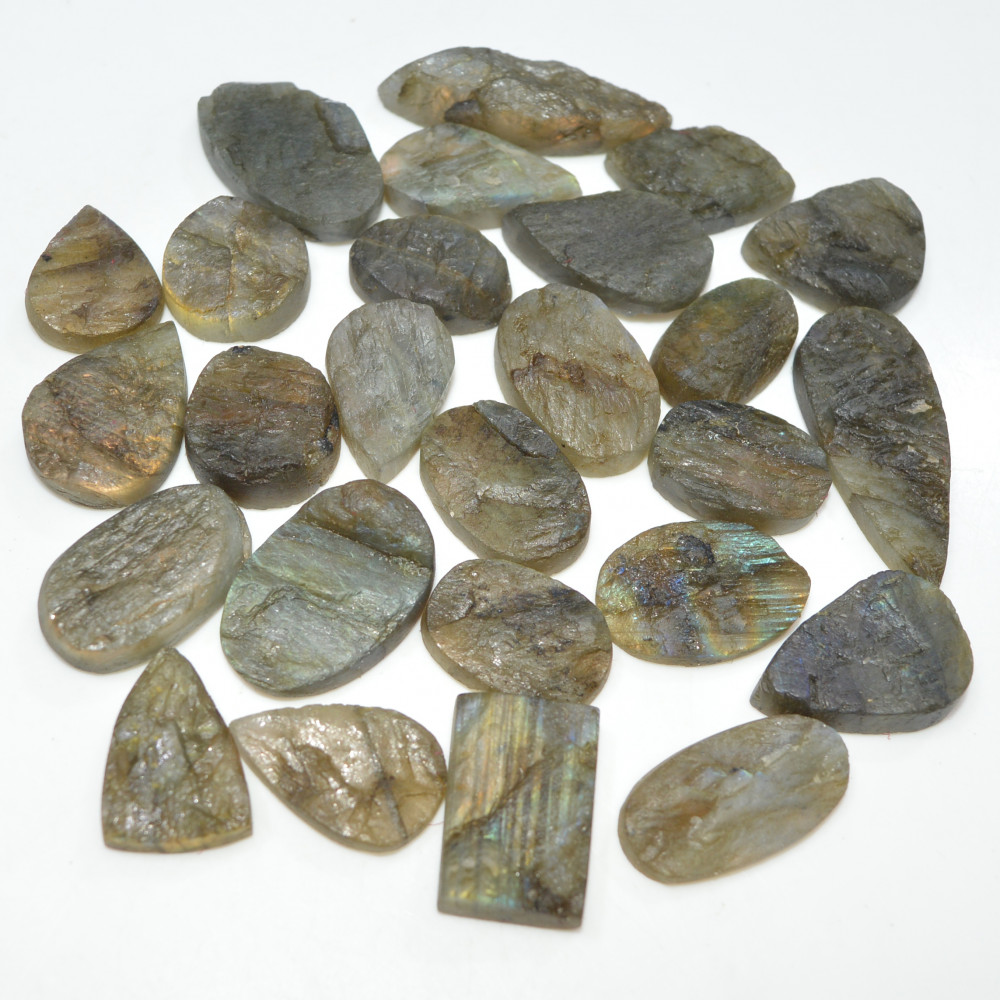 Image of 26 Pcs 332 Cts Natural Labradorite Druzy Loose Gemstone Lot Craft Supplies For Silver Jewelry Making For Women 29x11 13x13mm #17052