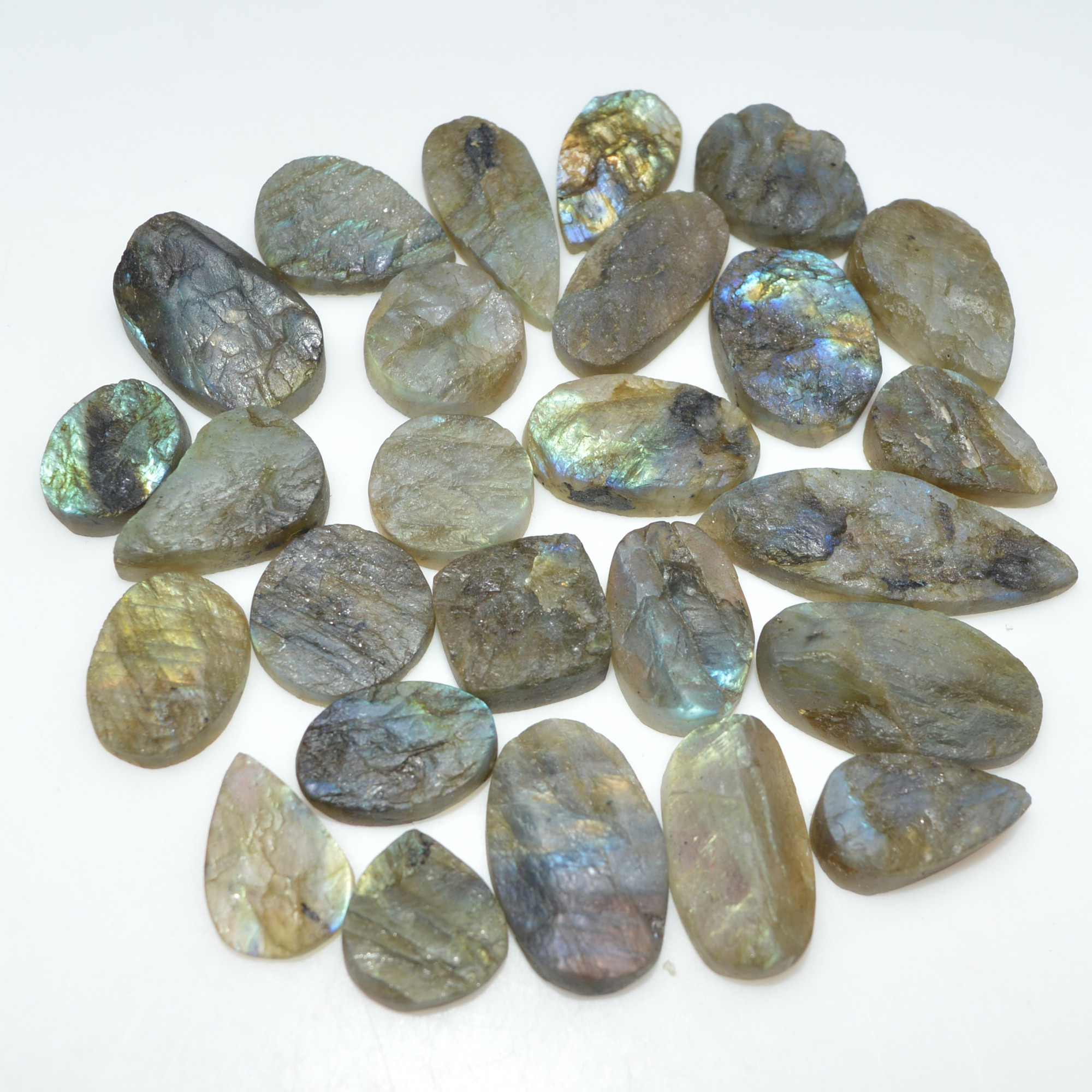 27 Pcs 306 Cts Natural Labradorite Druzy Loose Gemstone Lot Craft Supplies For Silver Jewelry Making For Women 34x10 14x14mm 17053