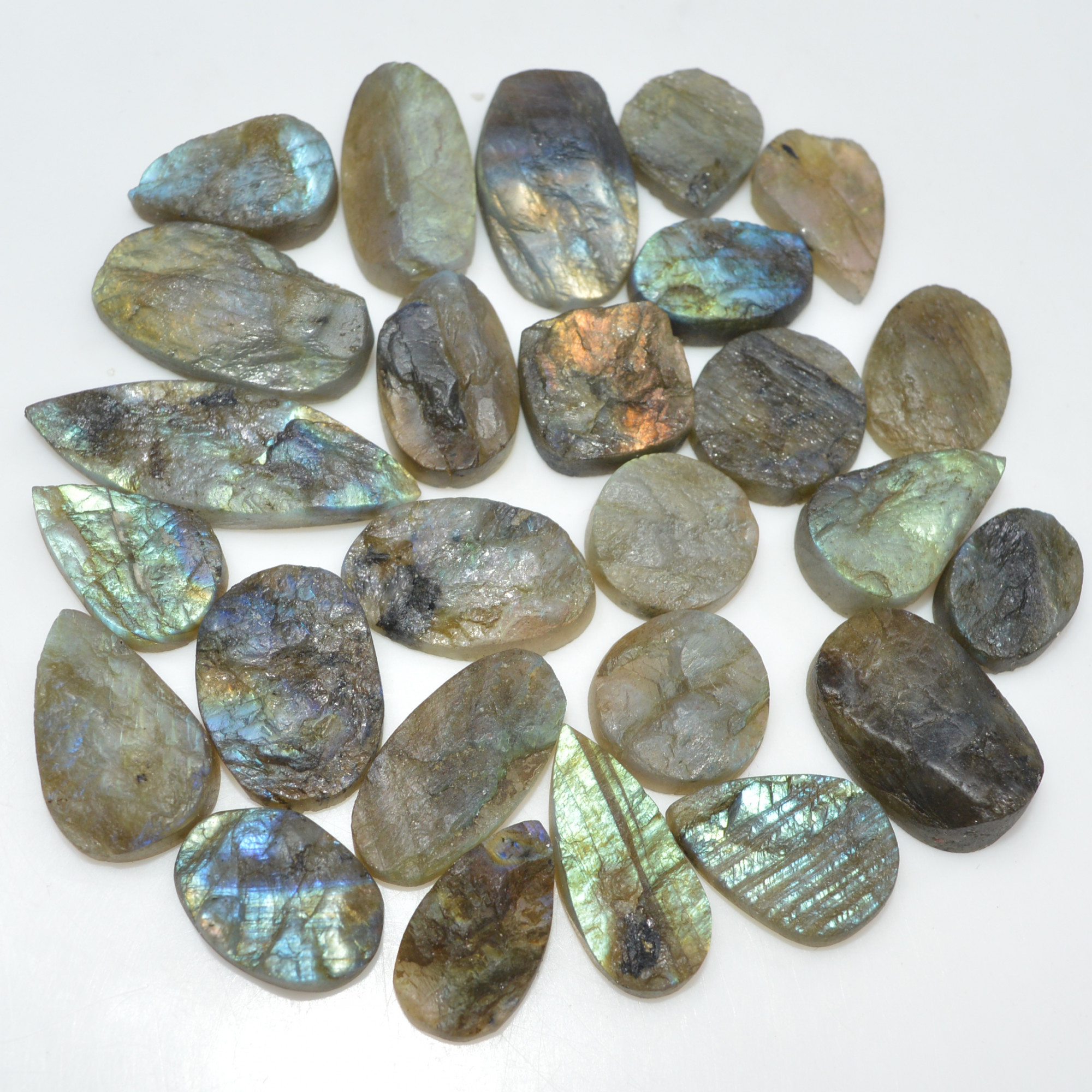 27 Pcs 306 Cts Natural Labradorite Druzy Loose Gemstone Lot Craft Supplies For Silver Jewelry Making For Women 34x10 14x14mm 17053