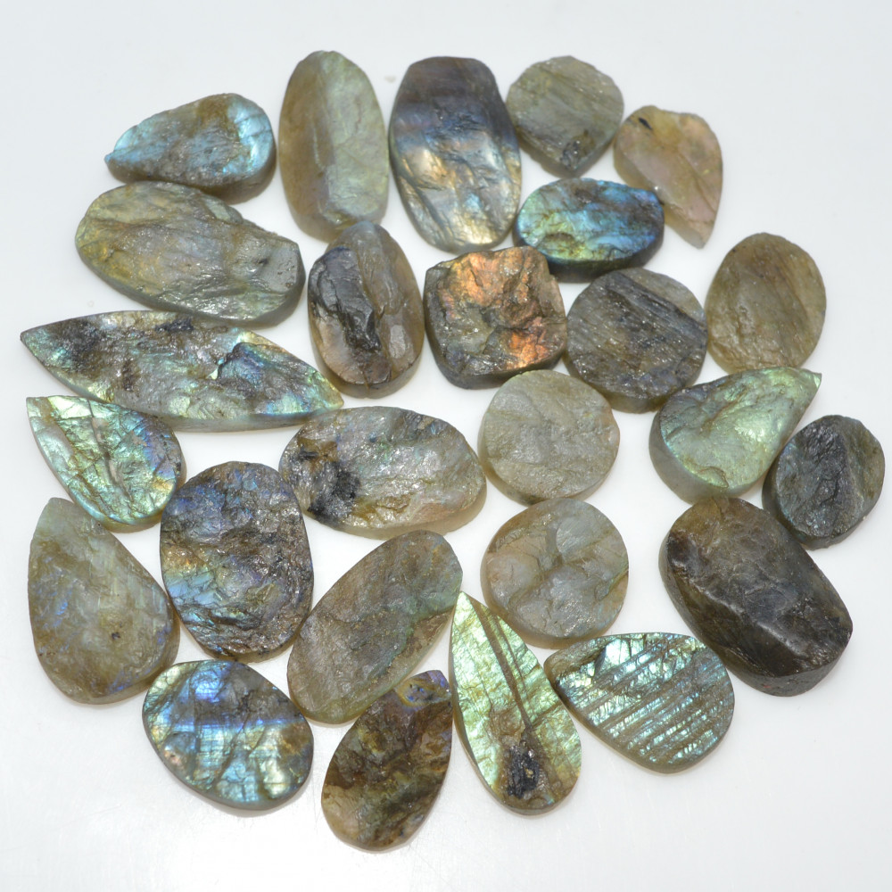 Image of 27 Pcs 306 Cts Natural Labradorite Druzy Loose Gemstone Lot Craft Supplies For Silver Jewelry Making For Women 34x10 14x14mm #17053