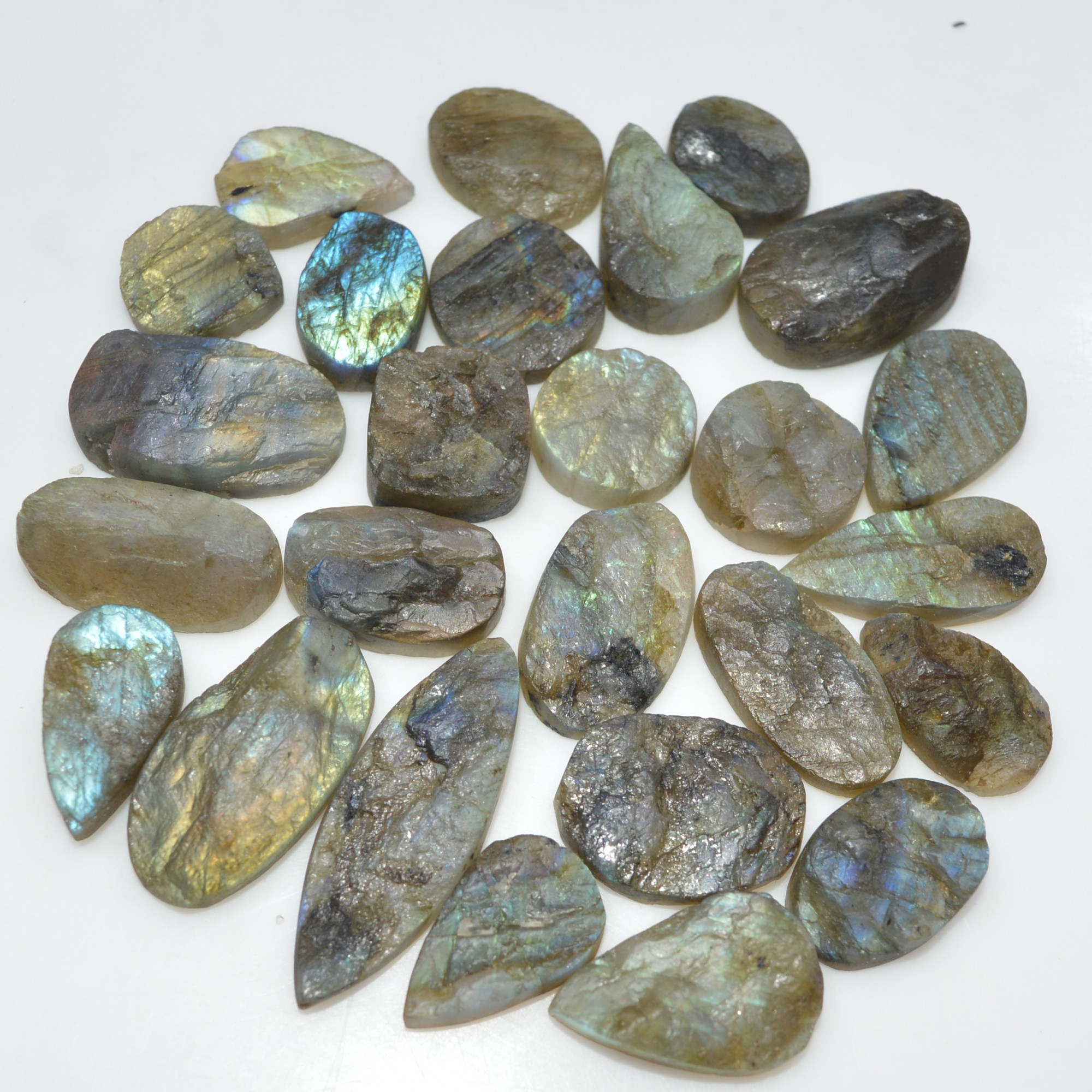 27 Pcs 306 Cts Natural Labradorite Druzy Loose Gemstone Lot Craft Supplies For Silver Jewelry Making For Women 34x10 14x14mm 17053