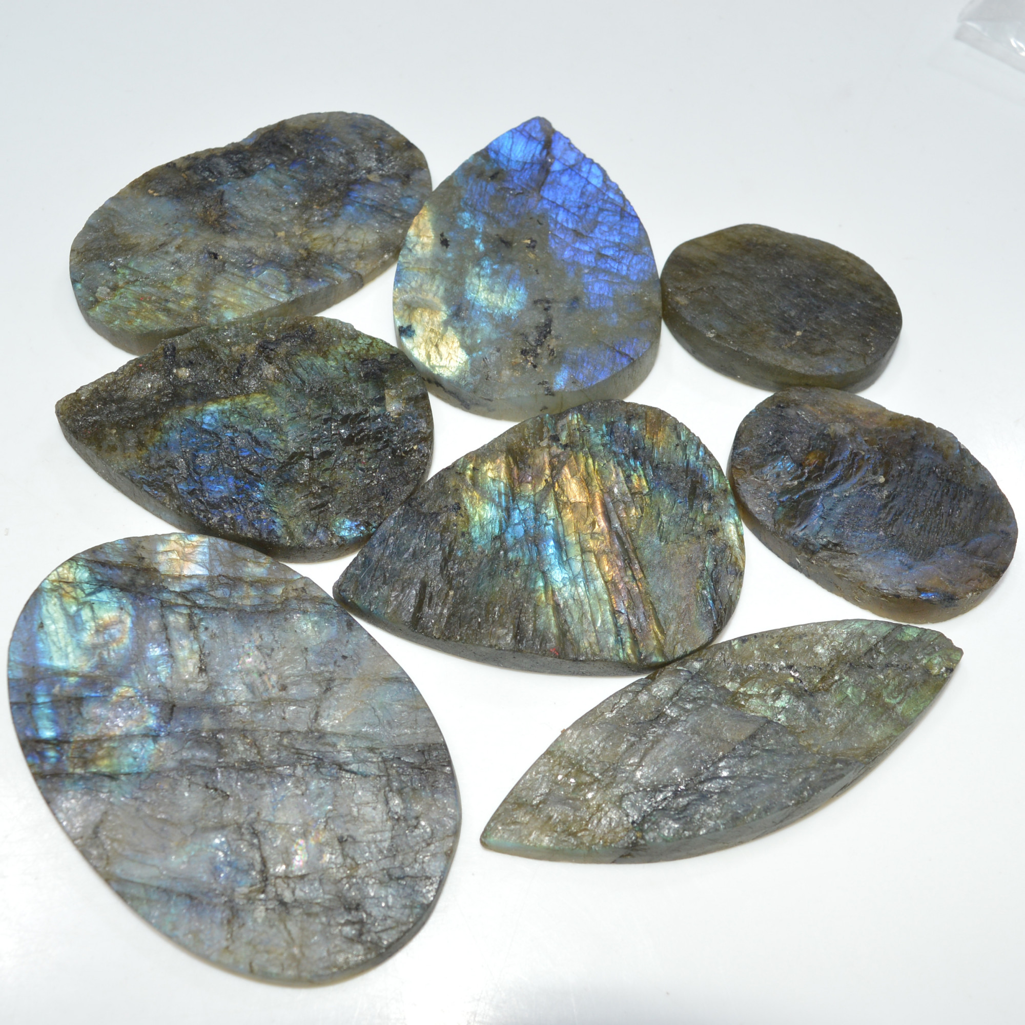 8 Pcs 916 Cts Natural Labradorite Druzy Loose Gemstone Lot Craft Supplies For Silver Jewelry Making For Women 65x40 35x24mm 17054