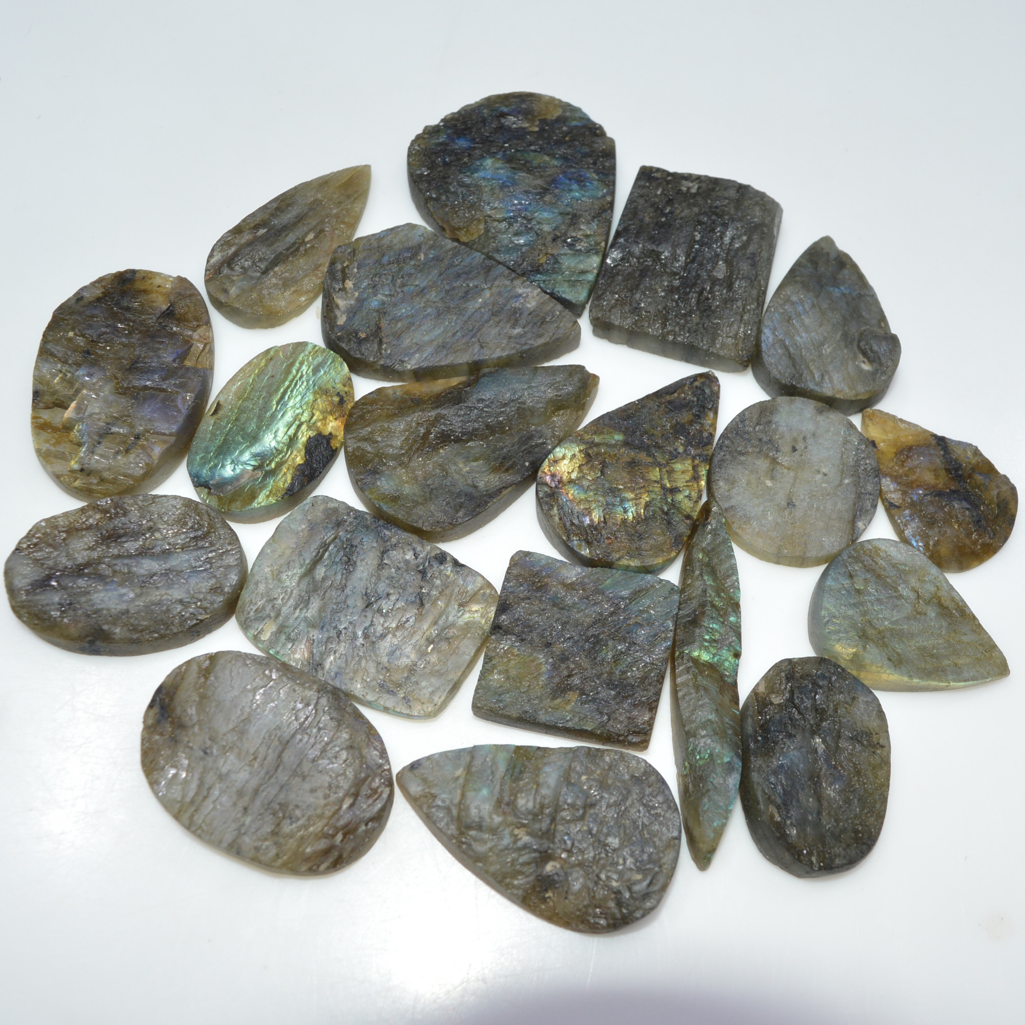 19 Pcs 827 Cts Natural Labradorite Druzy Loose Gemstone Lot Craft Supplies For Silver Jewelry Making For Women 40x30 29x19mm 17055