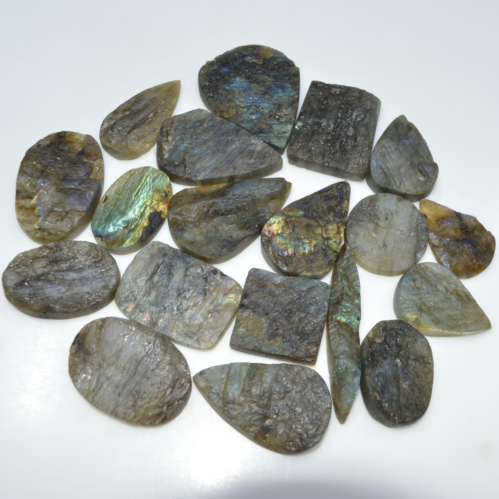 Image of 19 Pcs 827 Cts Natural Labradorite Druzy Loose Gemstone Lot Craft Supplies For Silver Jewelry Making For Women 40x30 29x19mm #17055