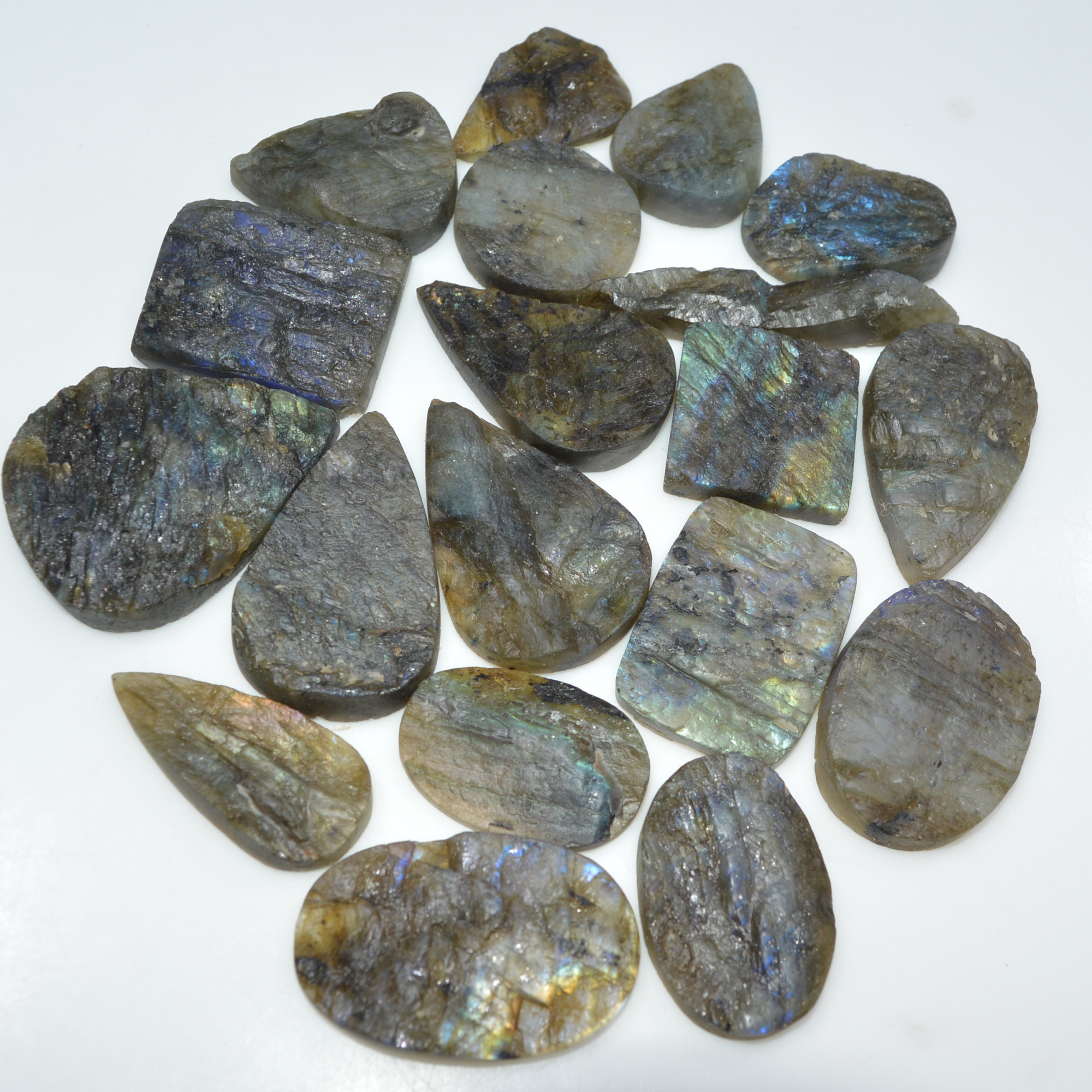19 Pcs 827 Cts Natural Labradorite Druzy Loose Gemstone Lot Craft Supplies For Silver Jewelry Making For Women 40x30 29x19mm 17055