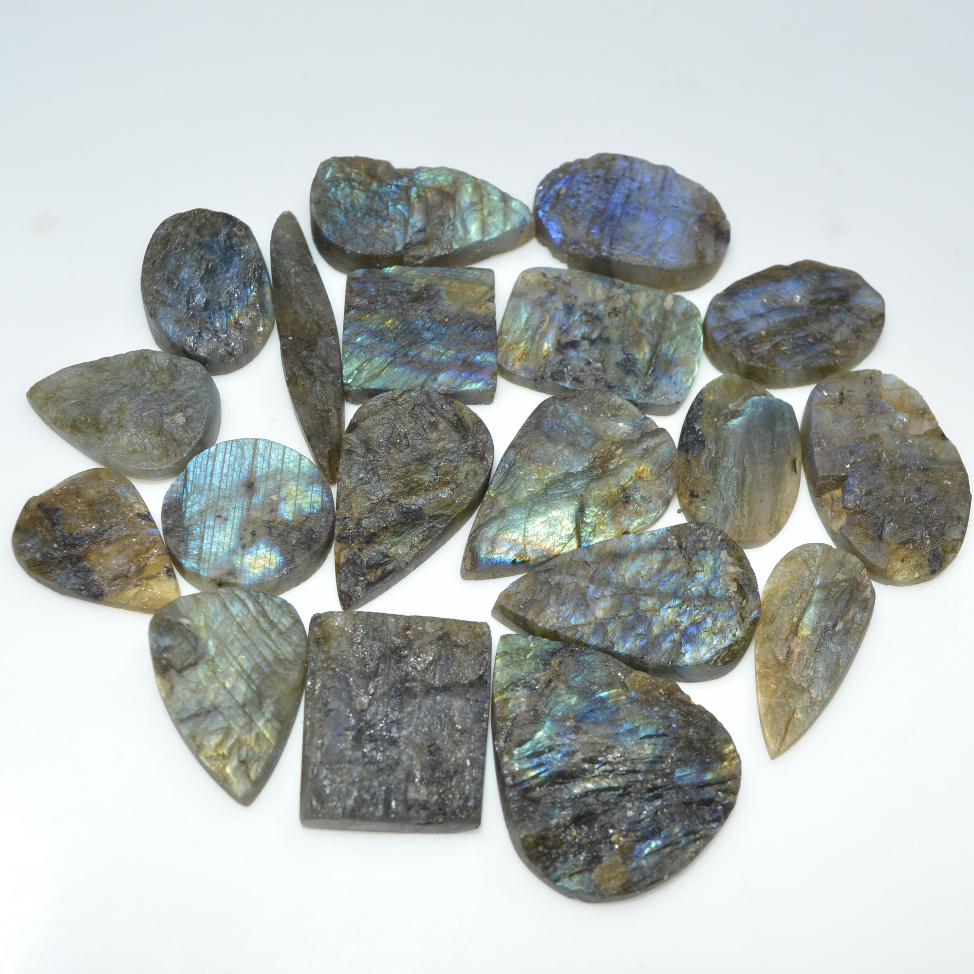 19 Pcs 827 Cts Natural Labradorite Druzy Loose Gemstone Lot Craft Supplies For Silver Jewelry Making For Women 40x30 29x19mm 17055