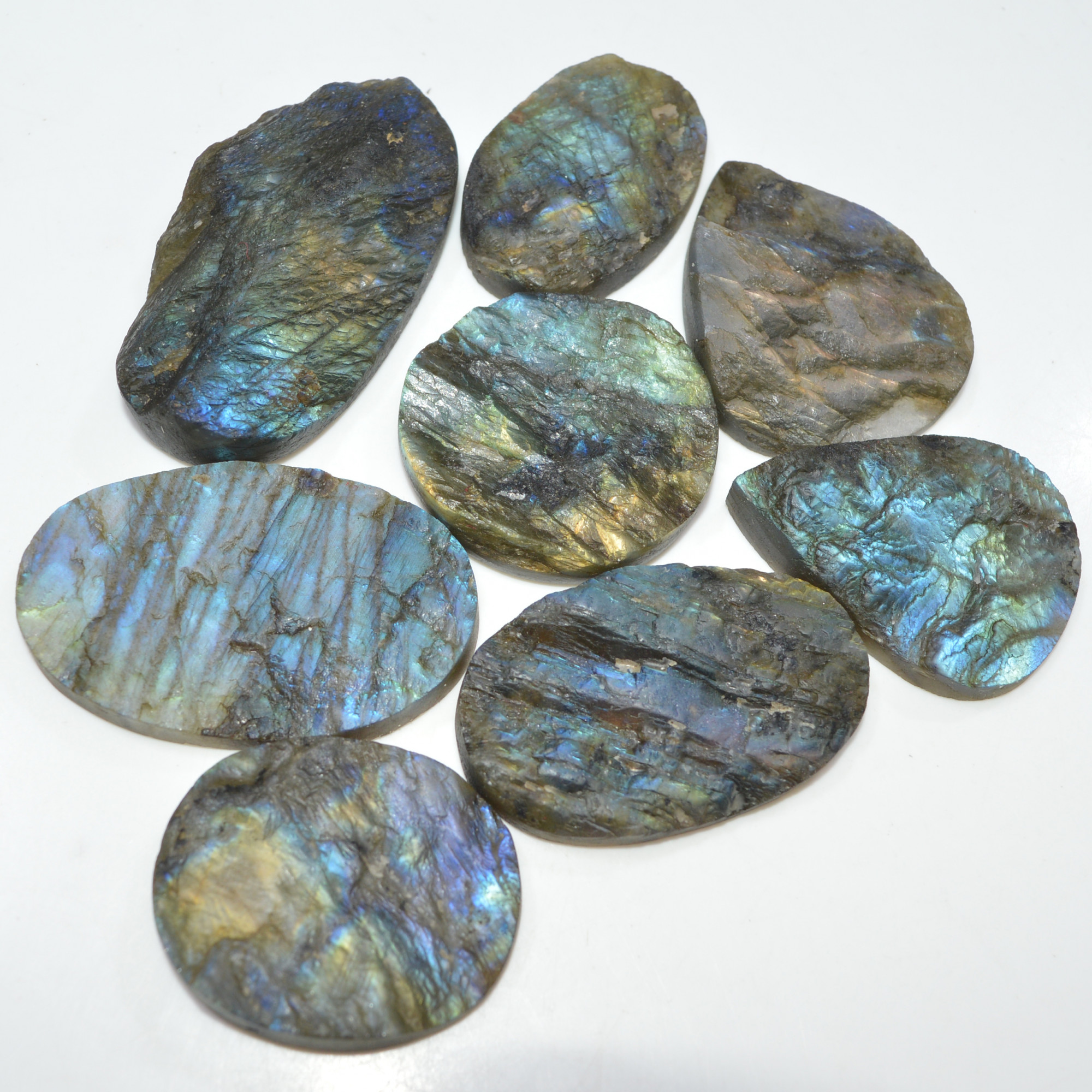 8 Pcs 892 Cts Natural Labradorite Druzy Loose Gemstone Lot Craft Supplies For Silver Jewelry Making For Women 58x25 38x30mm 17056