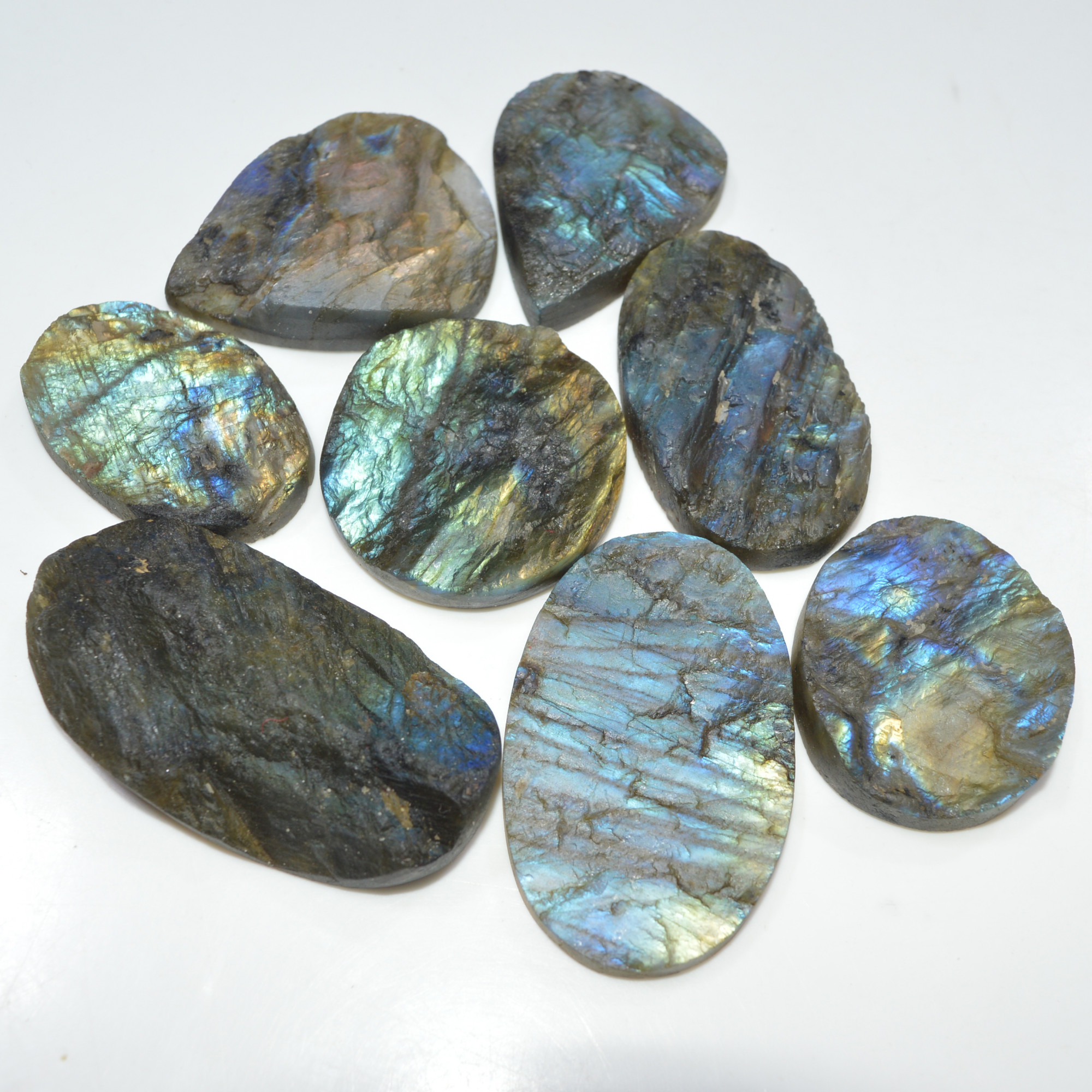 8 Pcs 892 Cts Natural Labradorite Druzy Loose Gemstone Lot Craft Supplies For Silver Jewelry Making For Women 58x25 38x30mm 17056