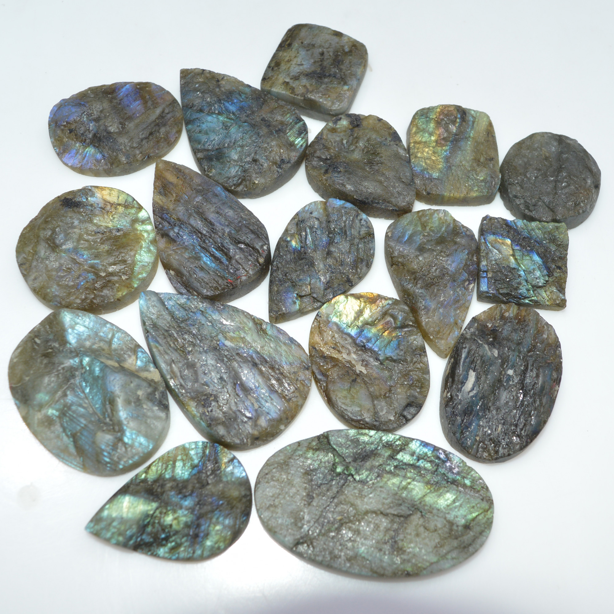 17 Pcs 697 Cts Natural Labradorite Druzy Loose Gemstone Lot Craft Supplies For Silver Jewelry Making For Women 43x25 16x16mm 17057