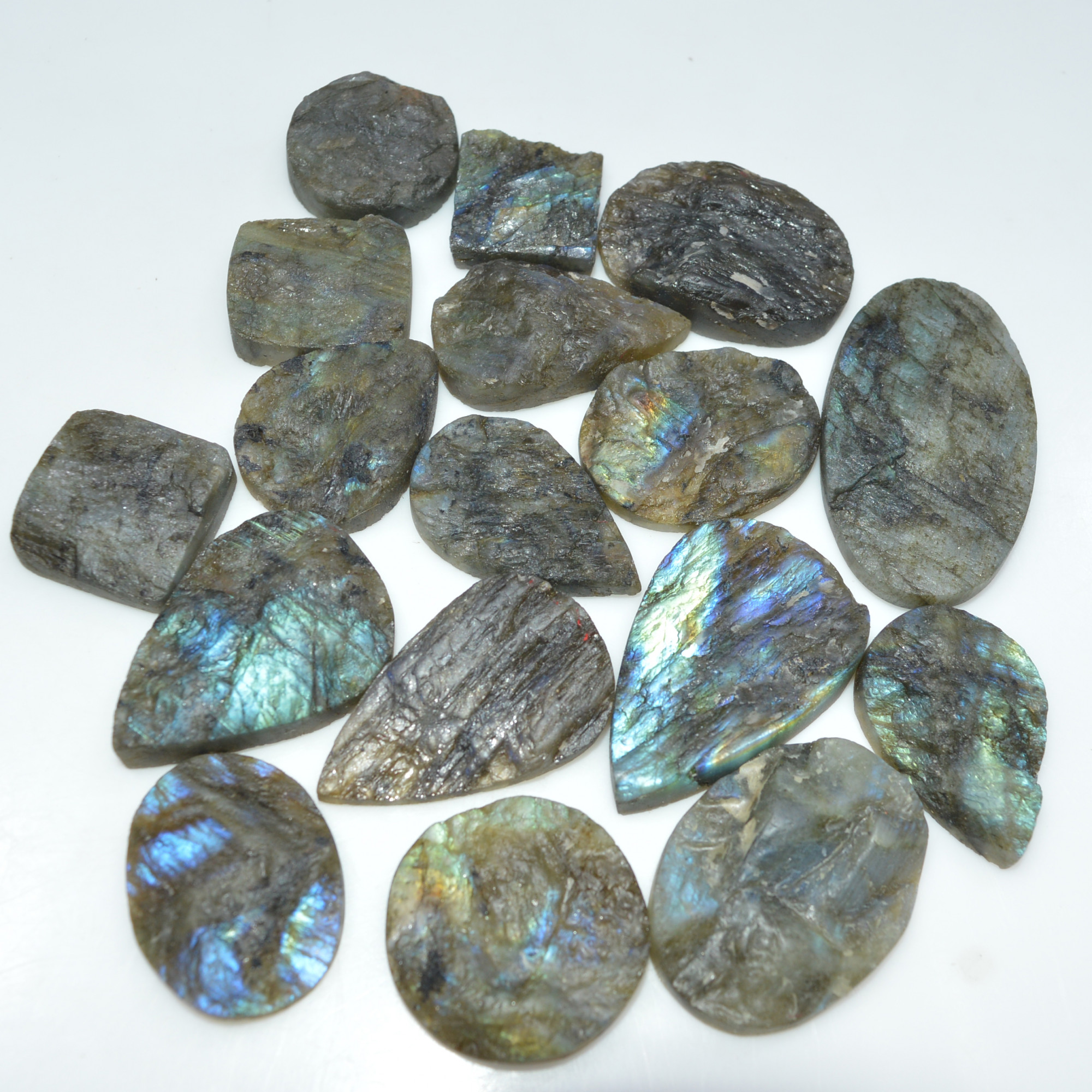 17 Pcs 697 Cts Natural Labradorite Druzy Loose Gemstone Lot Craft Supplies For Silver Jewelry Making For Women 43x25 16x16mm 17057