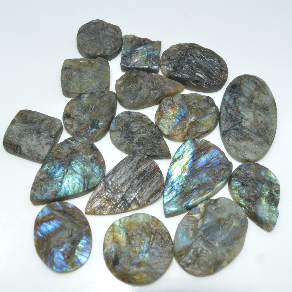 Image of 17 Pcs 697 Cts Natural Labradorite Druzy Loose Gemstone Lot Craft Supplies For Silver Jewelry Making For Women 43x25 16x16mm #17057