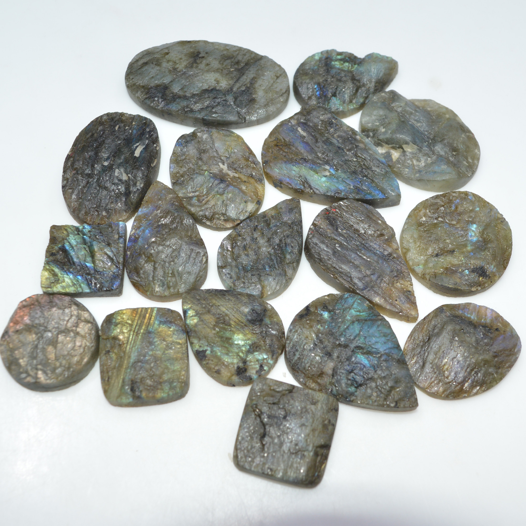 17 Pcs 697 Cts Natural Labradorite Druzy Loose Gemstone Lot Craft Supplies For Silver Jewelry Making For Women 43x25 16x16mm 17057