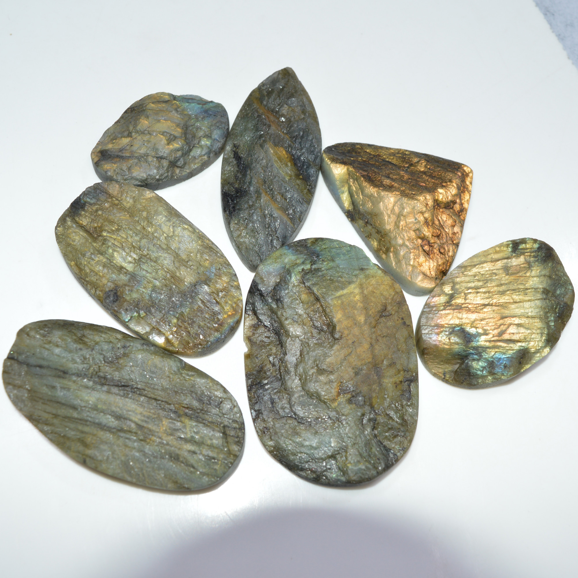 7 Pcs 1217 Cts Natural Labradorite Druzy Loose Gemstone Lot Craft Supplies For Silver Jewelry Making For Women 65x40 40x26mm 17058