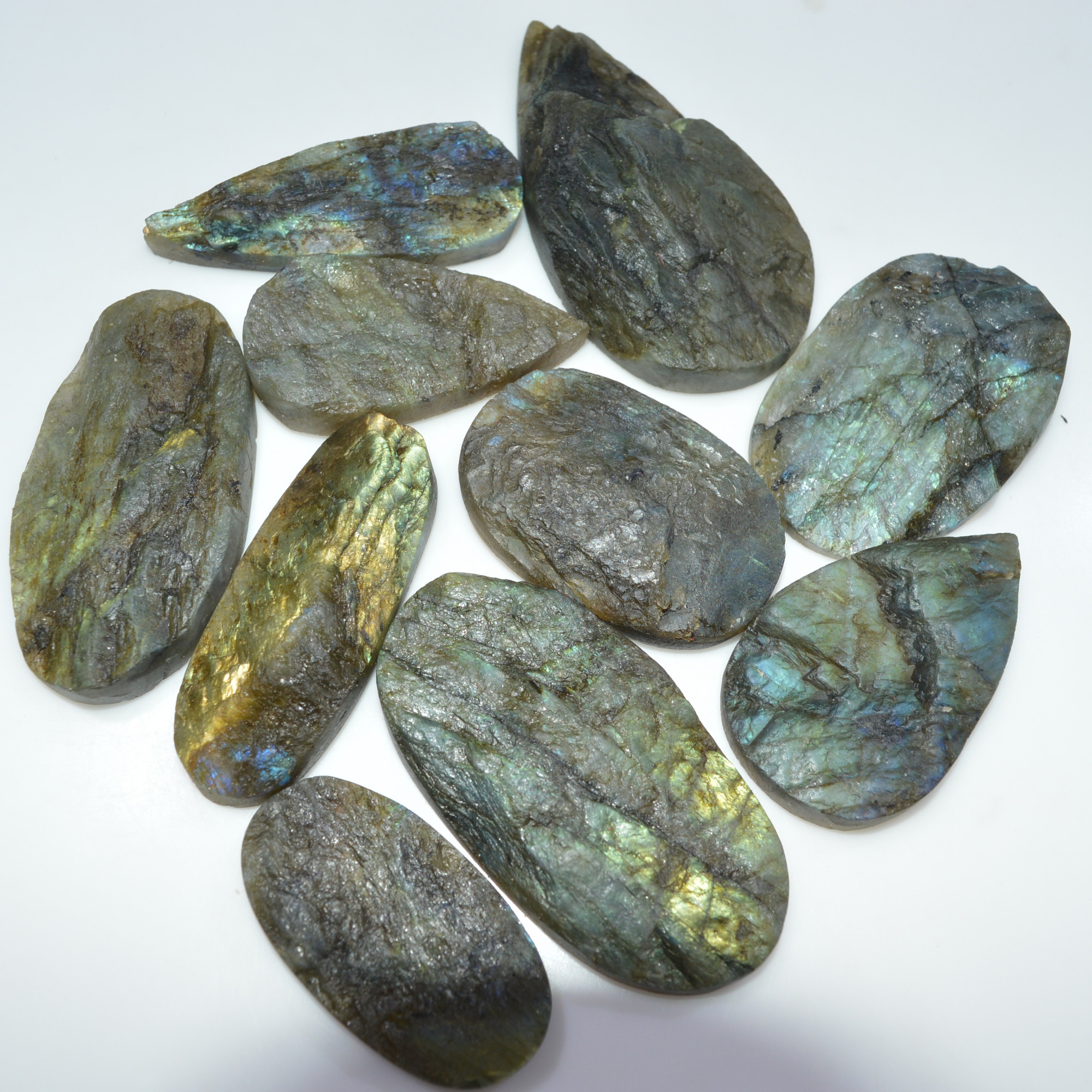 10 Pcs 1239 Cts Natural Labradorite Druzy Loose Gemstone Lot Craft Supplies For Silver Jewelry Making For Women 72x35 45x30mm 17059