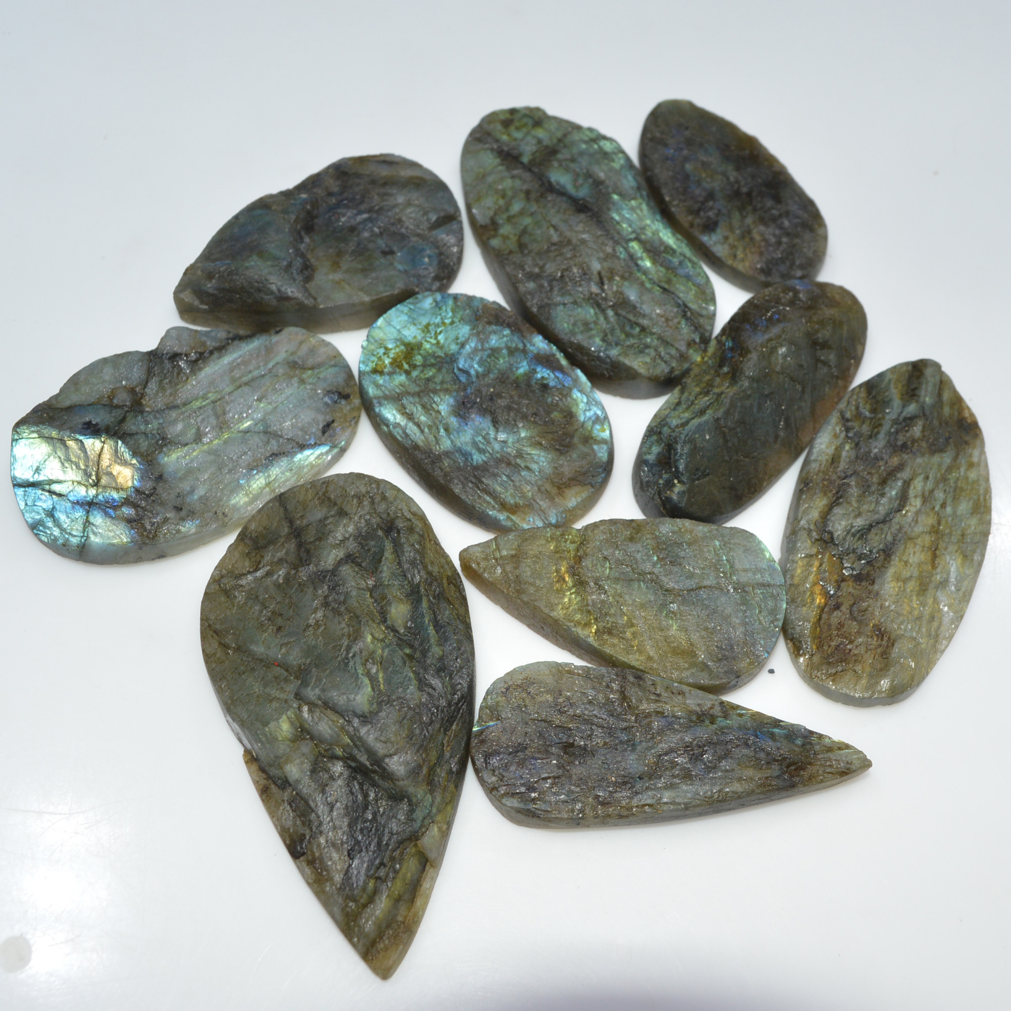 10 Pcs 1239 Cts Natural Labradorite Druzy Loose Gemstone Lot Craft Supplies For Silver Jewelry Making For Women 72x35 45x30mm 17059
