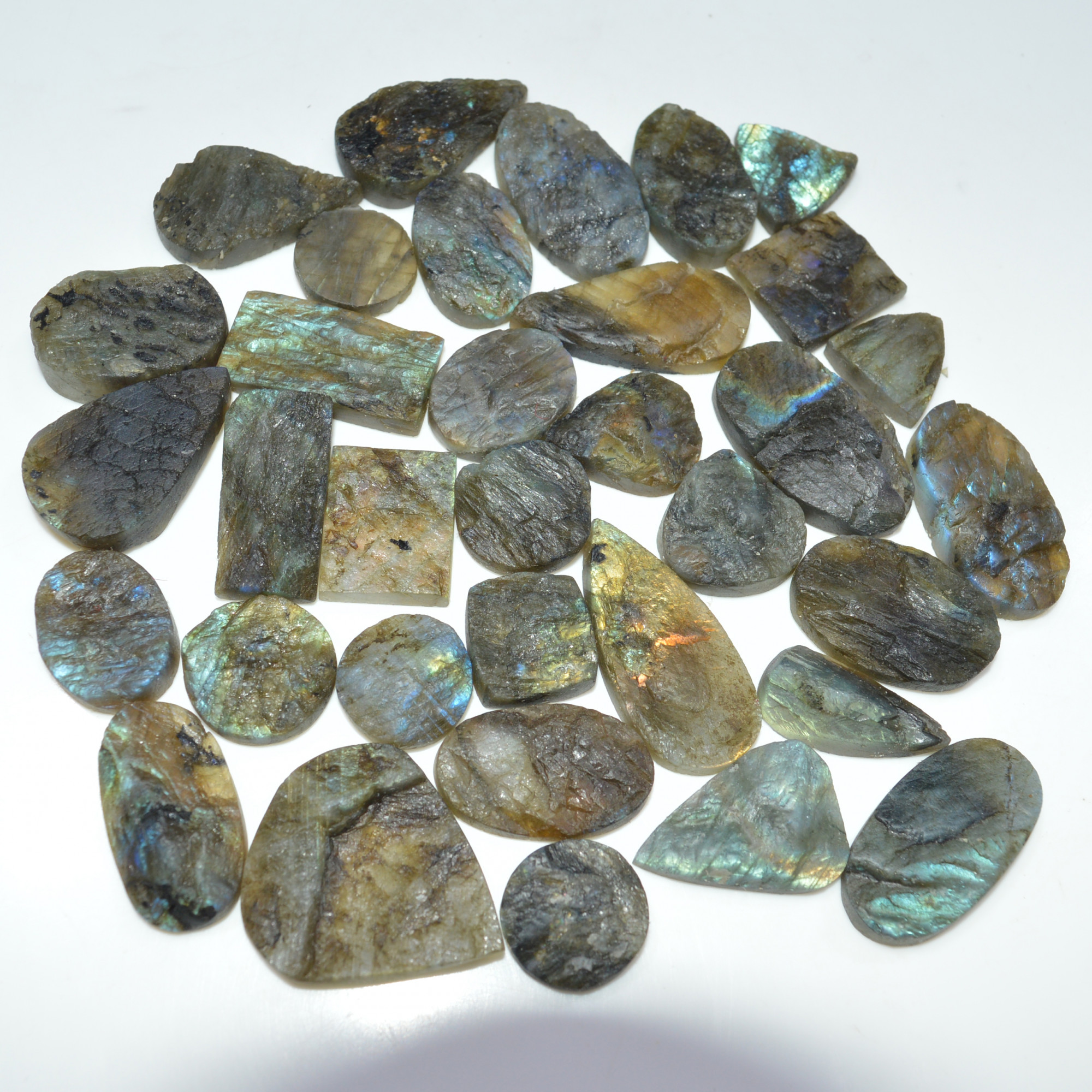 32 Pcs 657 Cts Natural Labradorite Druzy Loose Gemstone Lot Craft Supplies For Silver Jewelry Making For Women 30x26 15x15mm 17060