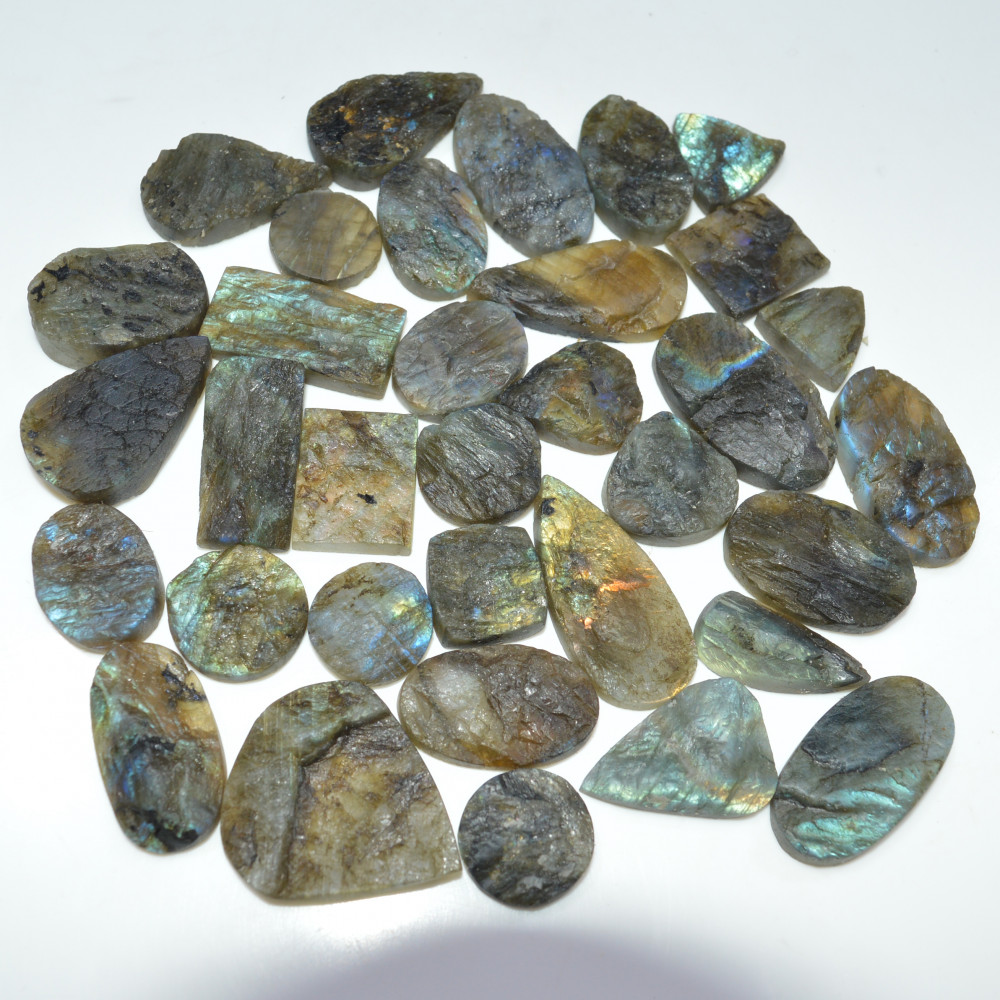Image of 32 Pcs 657 Cts Natural Labradorite Druzy Loose Gemstone Lot Craft Supplies For Silver Jewelry Making For Women 30x26 15x15mm #17060