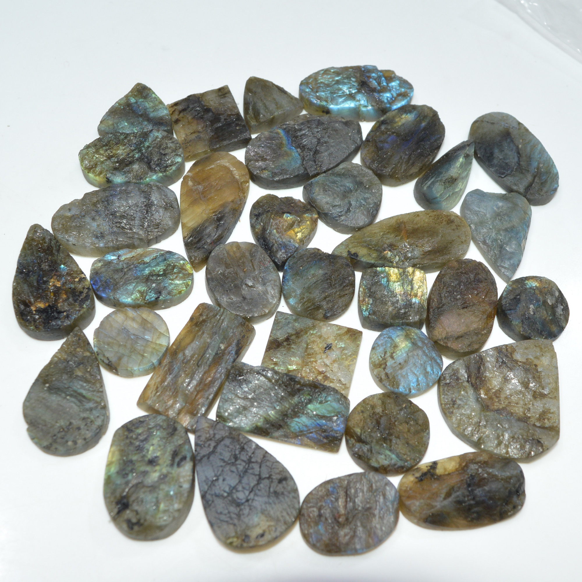 32 Pcs 657 Cts Natural Labradorite Druzy Loose Gemstone Lot Craft Supplies For Silver Jewelry Making For Women 30x26 15x15mm 17060