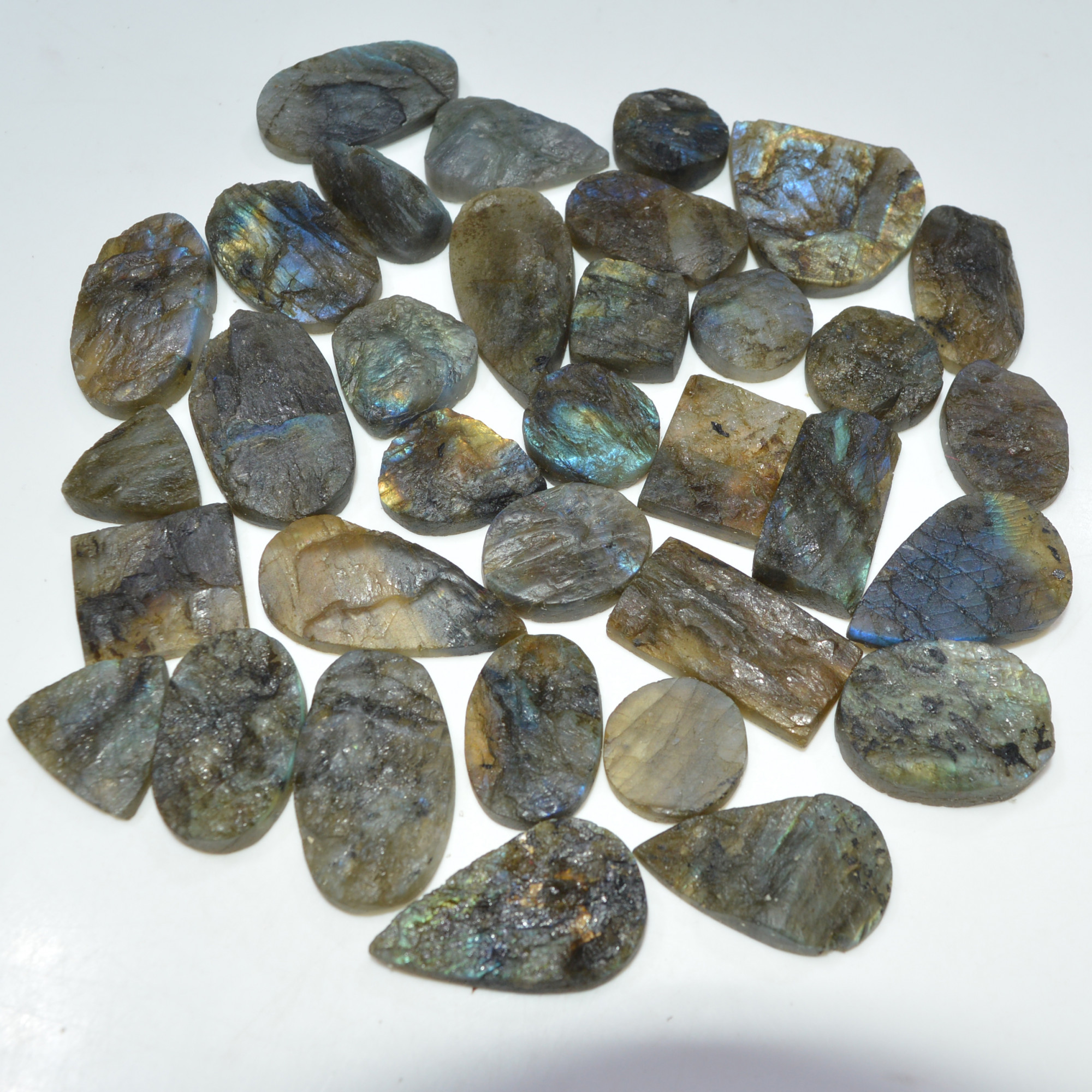 32 Pcs 657 Cts Natural Labradorite Druzy Loose Gemstone Lot Craft Supplies For Silver Jewelry Making For Women 30x26 15x15mm 17060