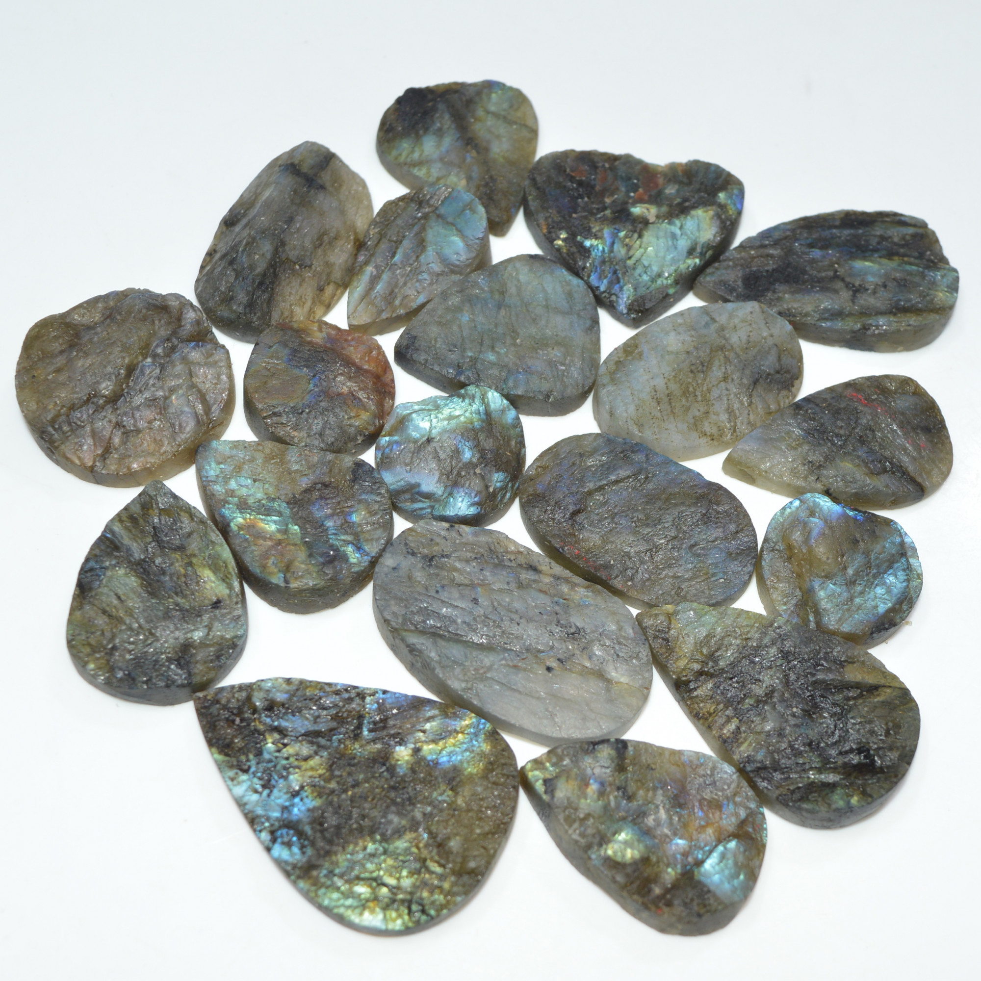 19 Pcs 772 Cts Natural Labradorite Druzy Loose Gemstone Lot Craft Supplies For Silver Jewelry Making For Women 43x30 20x20mm 17062