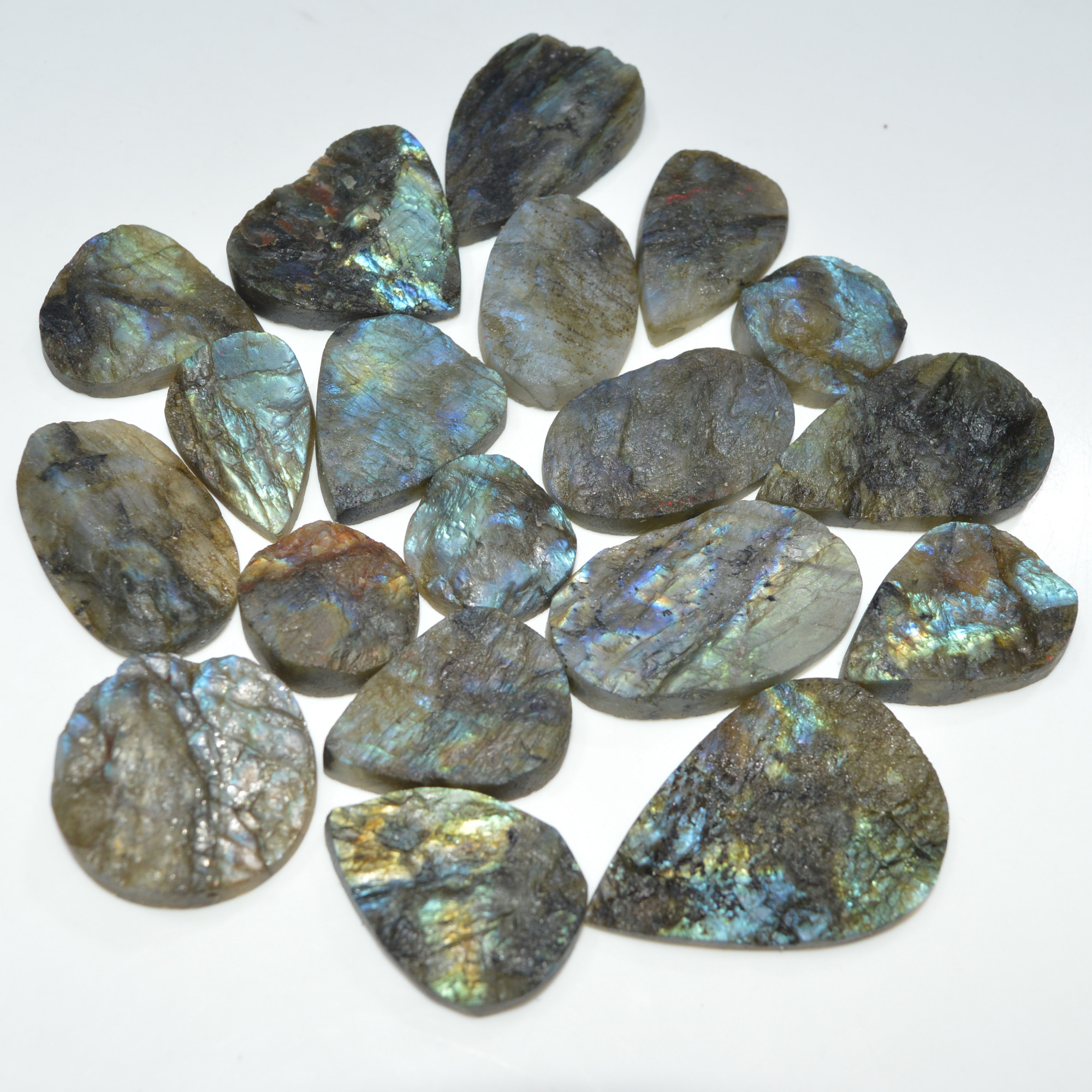 19 Pcs 772 Cts Natural Labradorite Druzy Loose Gemstone Lot Craft Supplies For Silver Jewelry Making For Women 43x30 20x20mm 17062