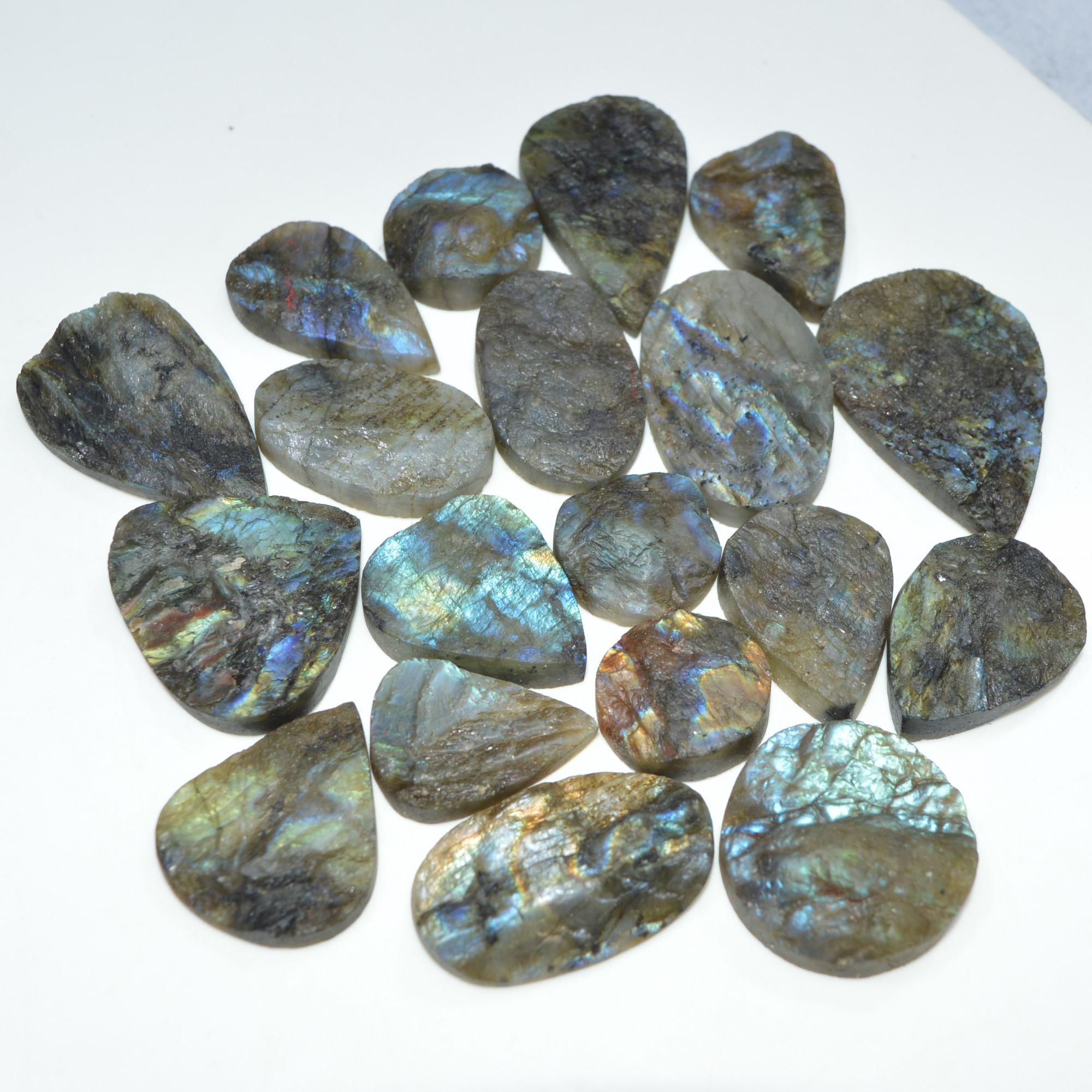19 Pcs 772 Cts Natural Labradorite Druzy Loose Gemstone Lot Craft Supplies For Silver Jewelry Making For Women 43x30 20x20mm 17062