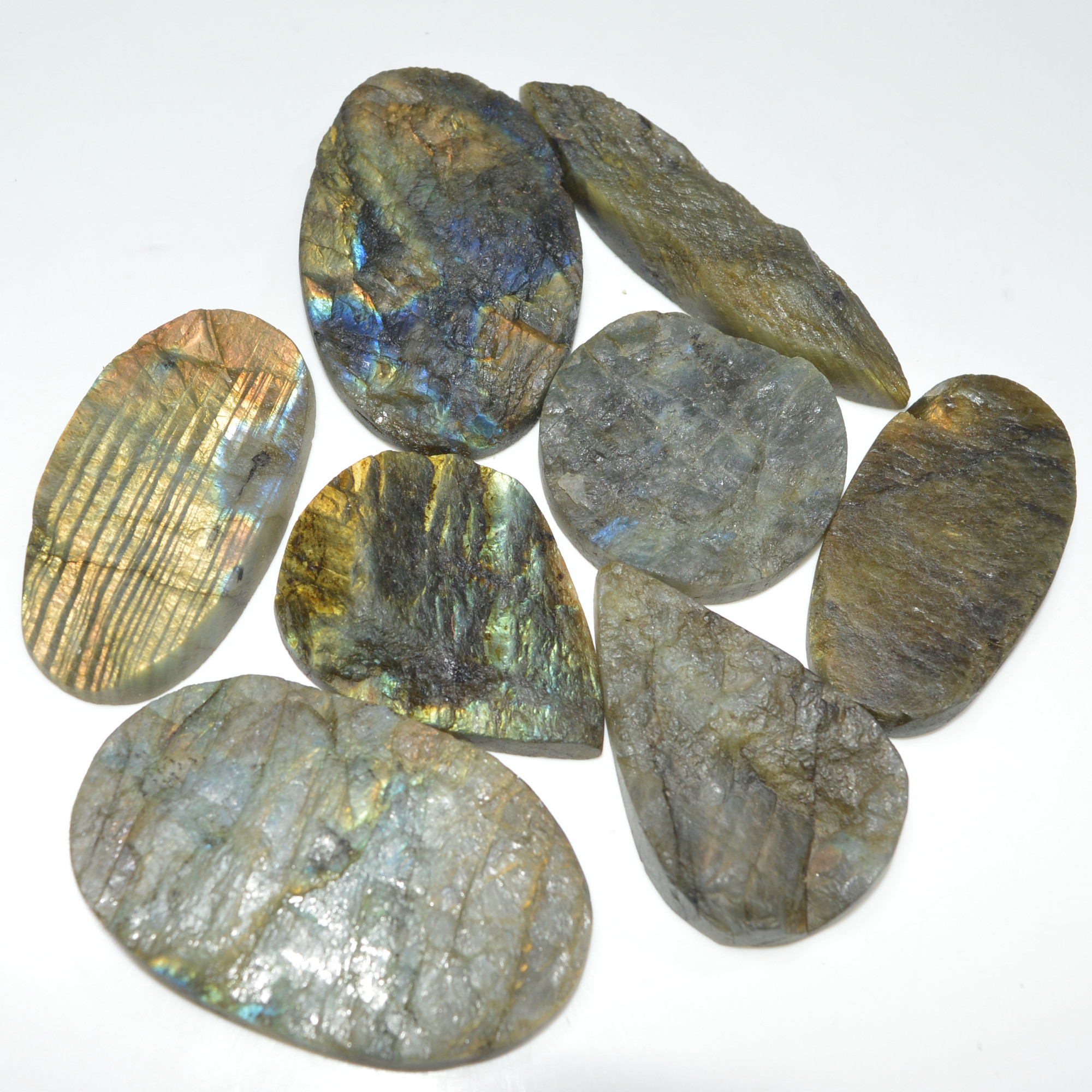 8 Pcs 1112 Cts Natural Labradorite Druzy Loose Gemstone Lot Craft Supplies For Silver Jewelry Making For Women 60x35 39x39mm 17064