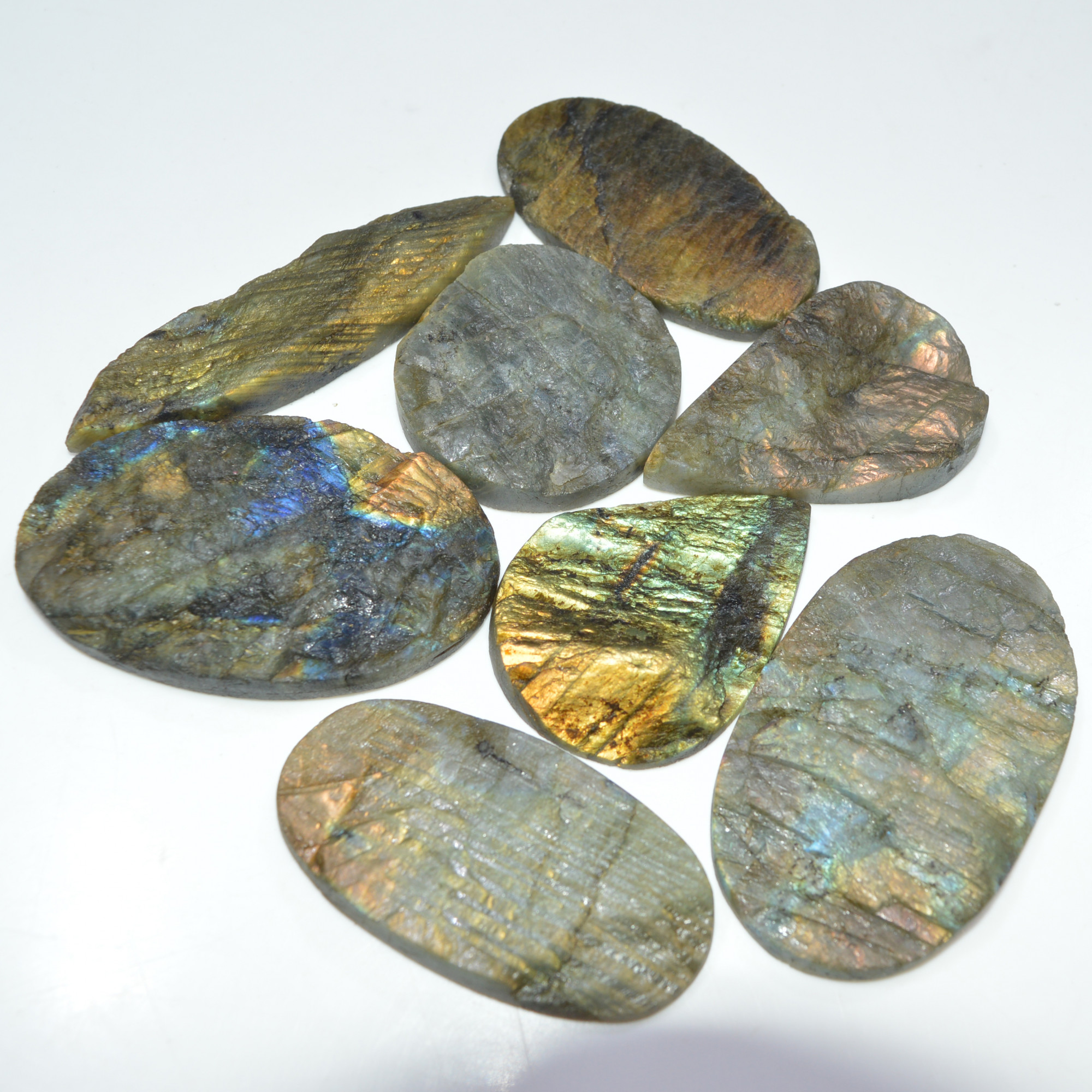 8 Pcs 1112 Cts Natural Labradorite Druzy Loose Gemstone Lot Craft Supplies For Silver Jewelry Making For Women 60x35 39x39mm 17064