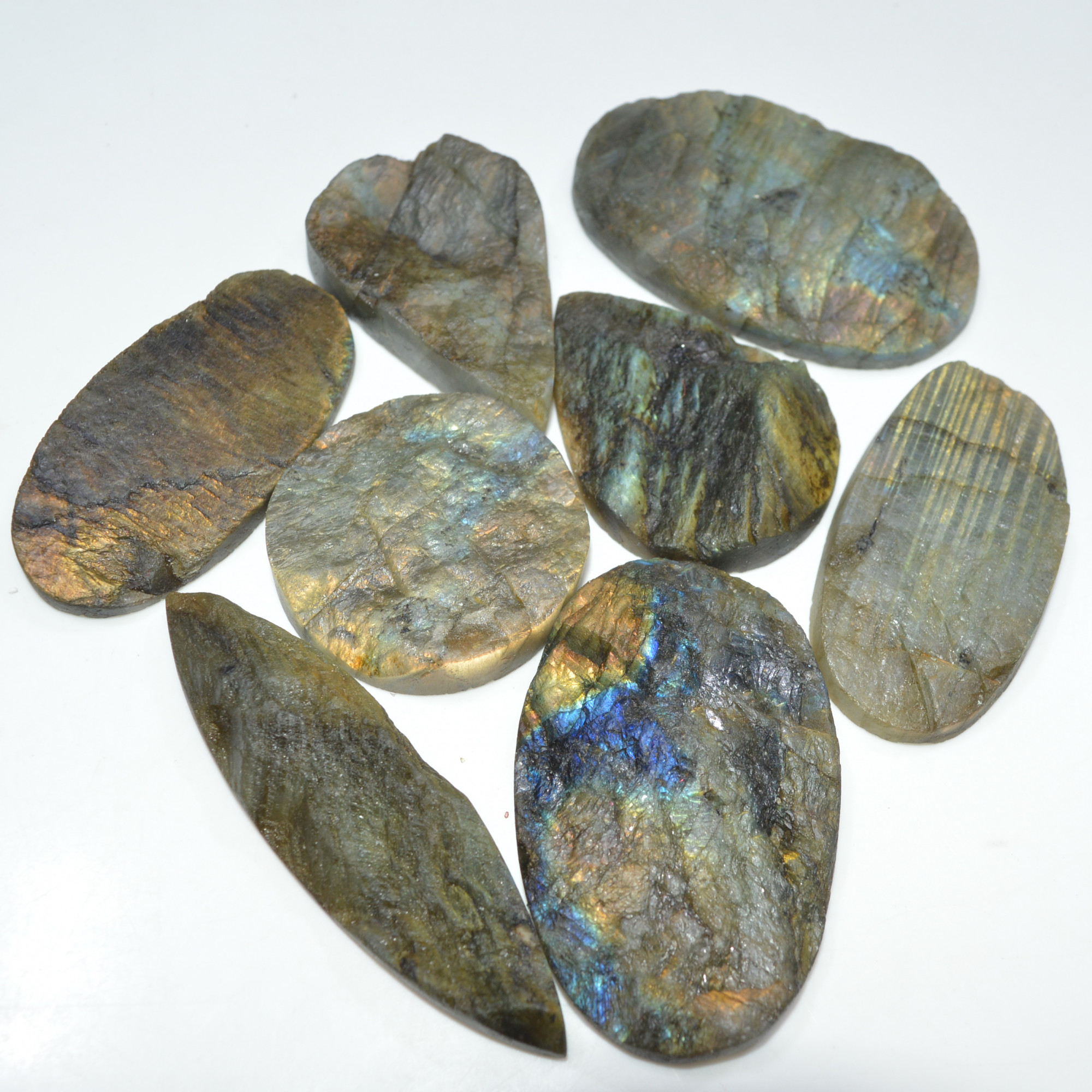 8 Pcs 1112 Cts Natural Labradorite Druzy Loose Gemstone Lot Craft Supplies For Silver Jewelry Making For Women 60x35 39x39mm 17064