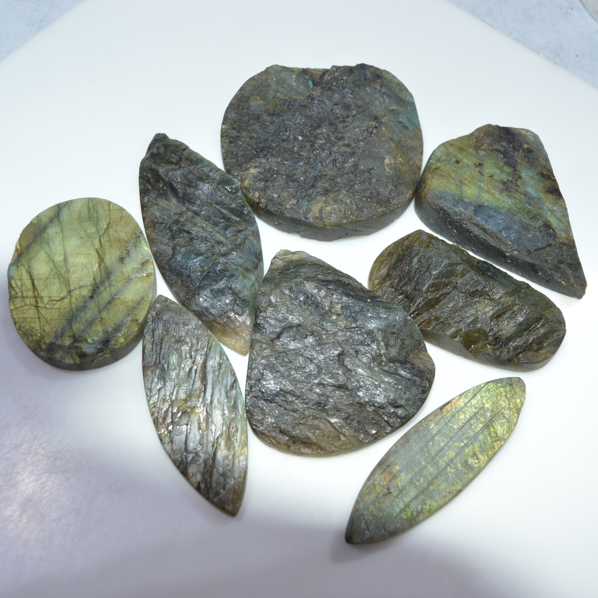 8 Pcs 1394 Cts Natural Labradorite Druzy Loose Gemstone Lot Craft Supplies For Silver Jewelry Making For Women 60x60 49x35mm 17065