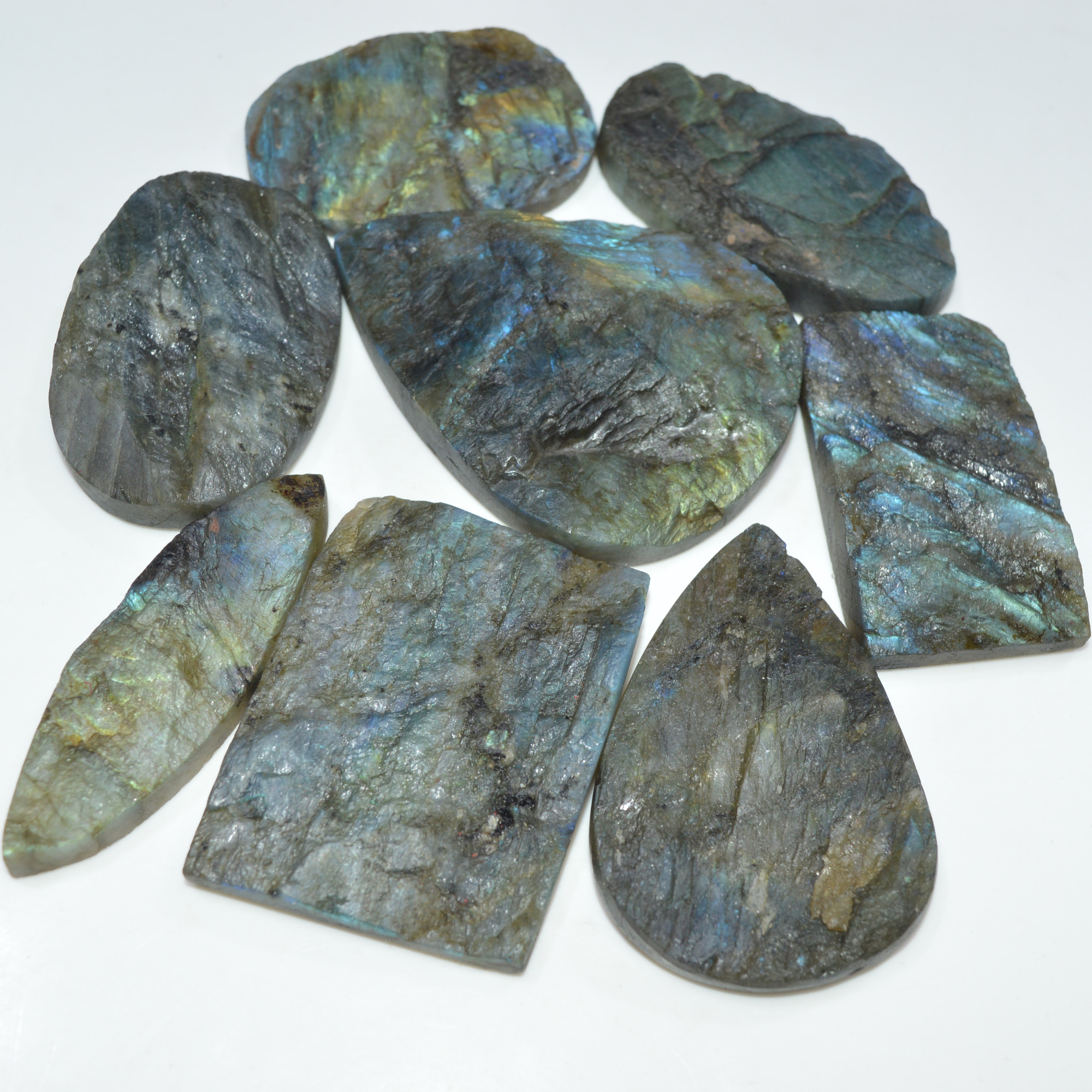 8 Pcs 1157 Cts Natural Labradorite Druzy Loose Gemstone Lot Craft Supplies For Silver Jewelry Making For Women 64x47 47x30mm 17066