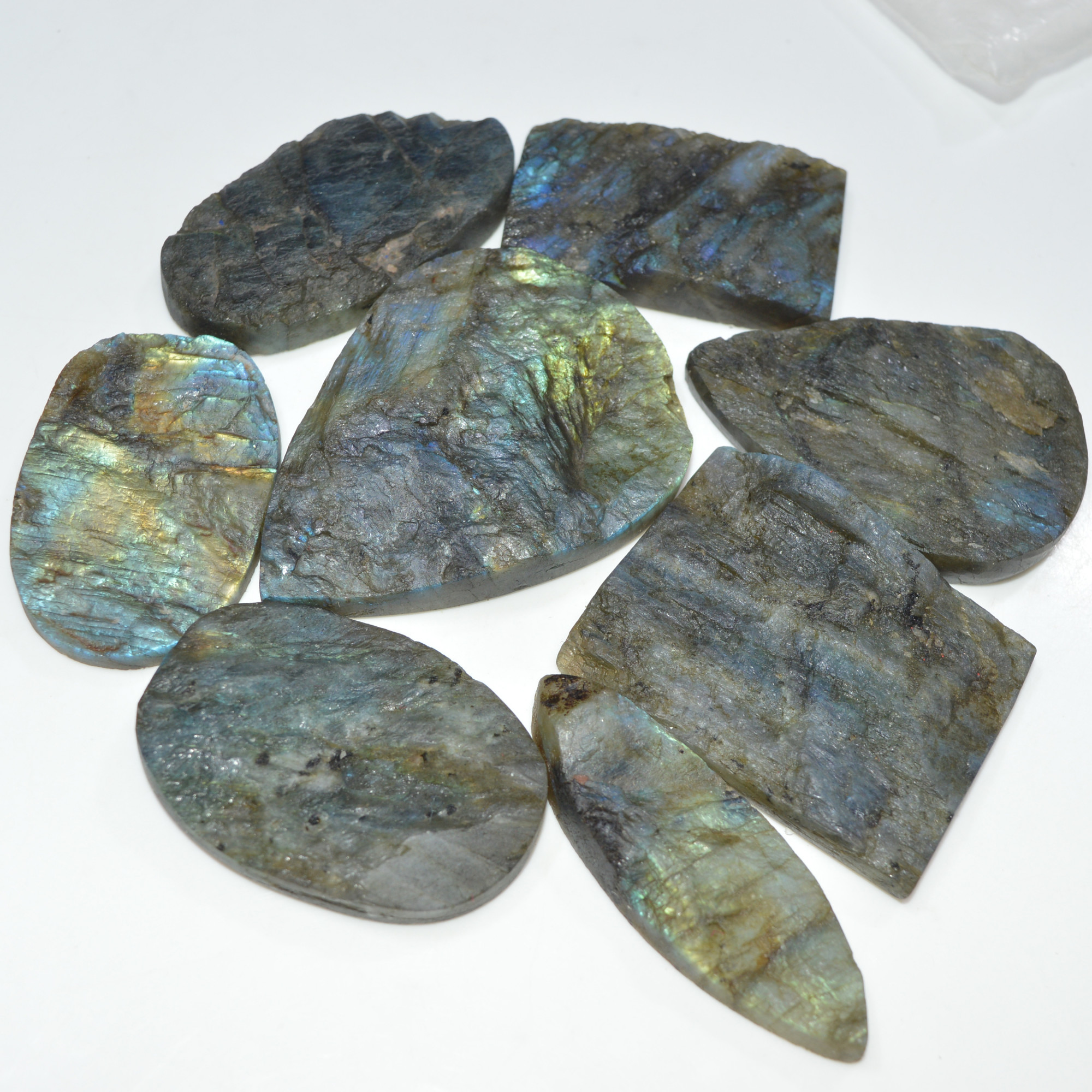 8 Pcs 1157 Cts Natural Labradorite Druzy Loose Gemstone Lot Craft Supplies For Silver Jewelry Making For Women 64x47 47x30mm 17066
