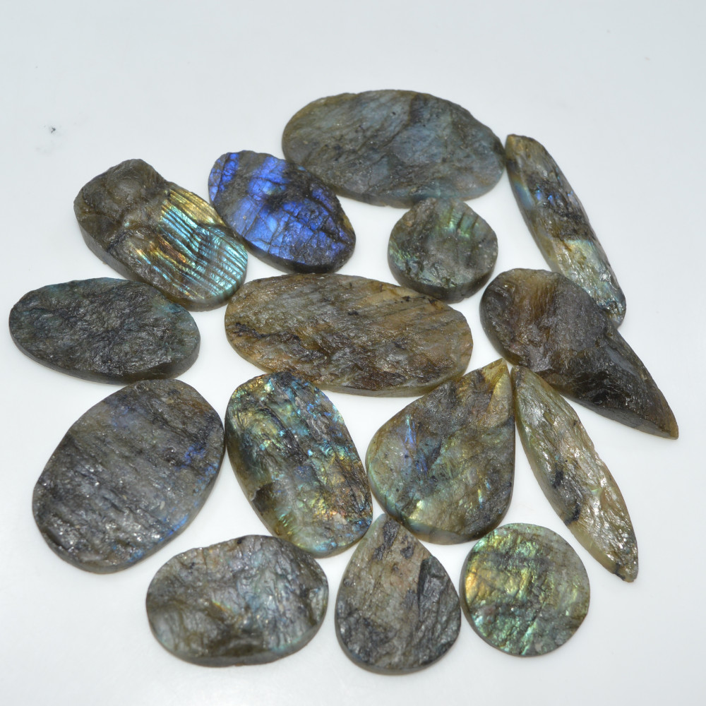 Image of 15 Pcs 582 Cts Natural Labradorite Druzy Loose Gemstone Lot Craft Supplies For Silver Jewelry Making For Women 44x20 20x20mm #17067