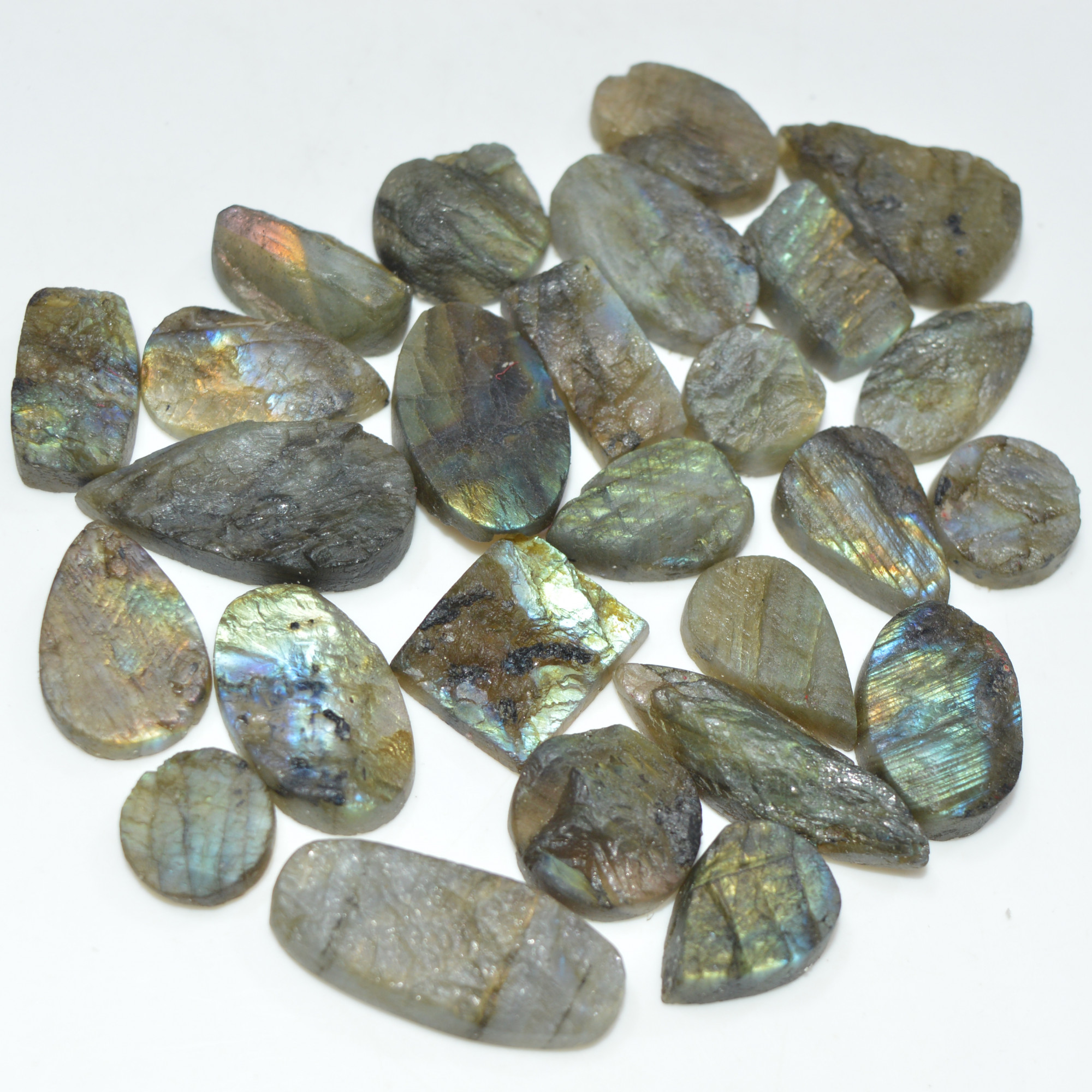25 Pcs 301 Cts Natural Labradorite Druzy Loose Gemstone Lot Craft Supplies For Silver Jewelry Making For Women 25x11 10x10mm 17068