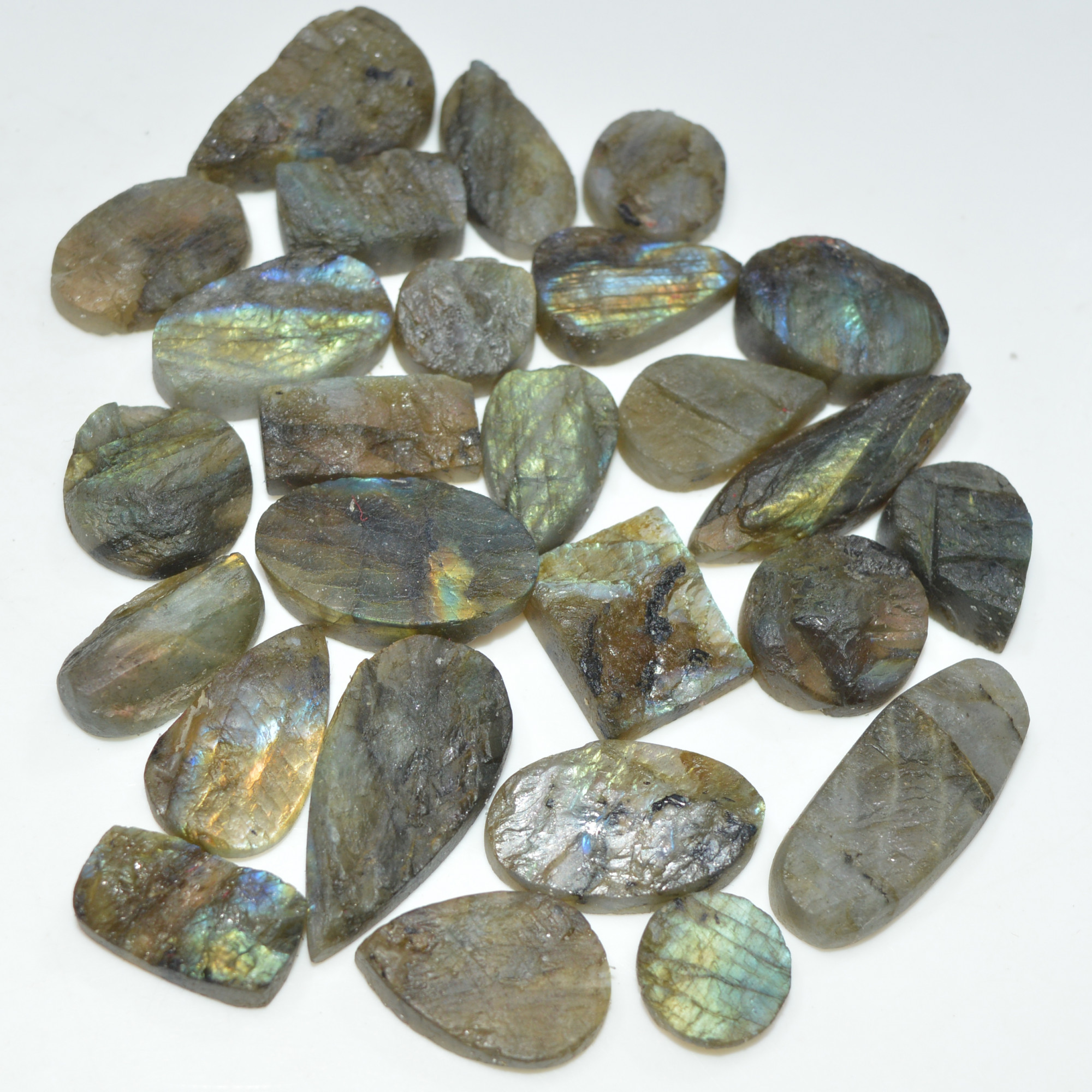 25 Pcs 301 Cts Natural Labradorite Druzy Loose Gemstone Lot Craft Supplies For Silver Jewelry Making For Women 25x11 10x10mm 17068