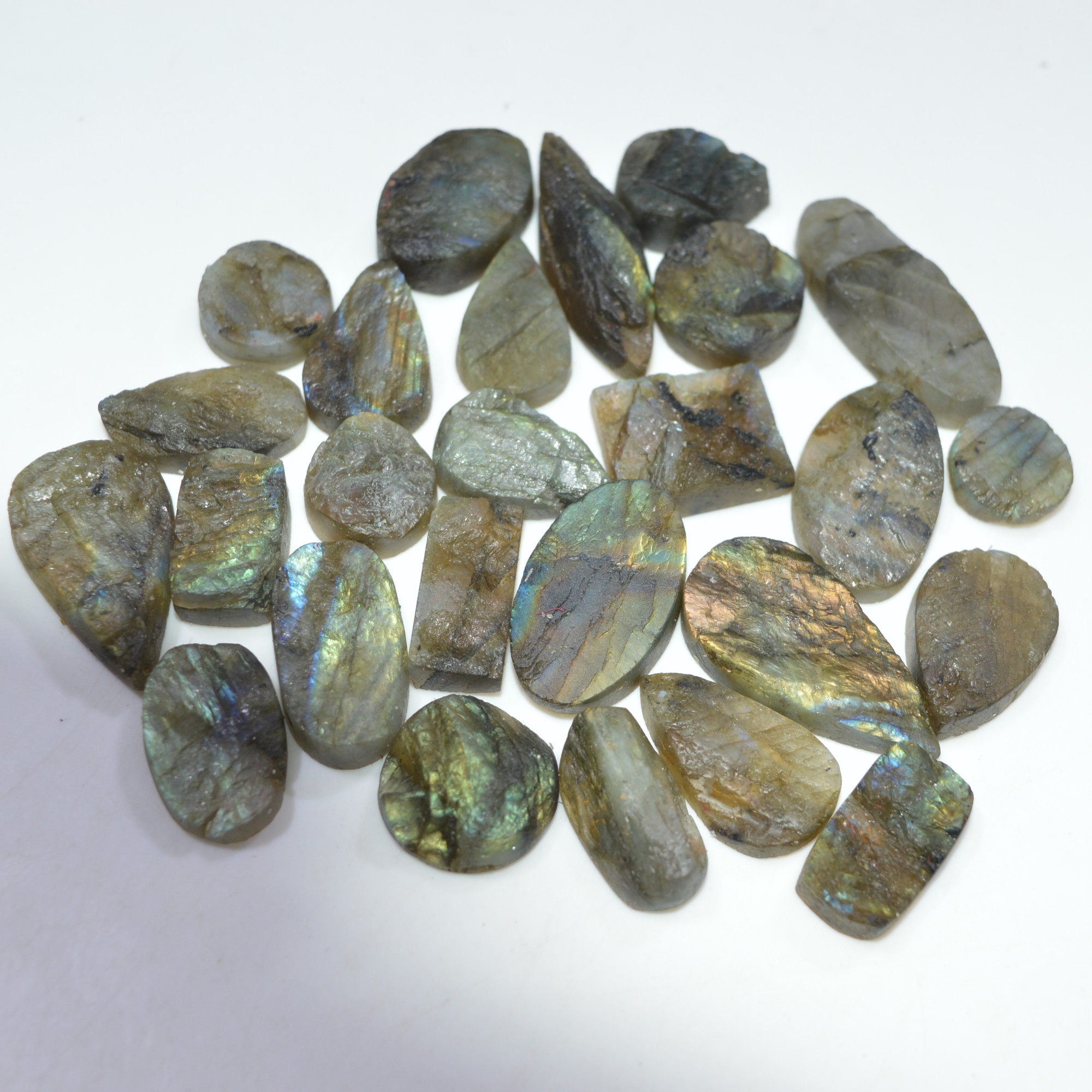 25 Pcs 301 Cts Natural Labradorite Druzy Loose Gemstone Lot Craft Supplies For Silver Jewelry Making For Women 25x11 10x10mm 17068