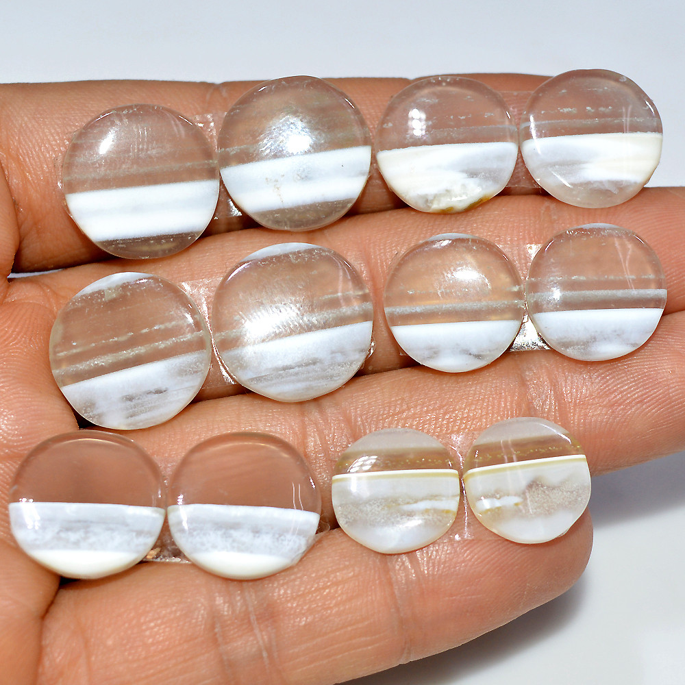 Image of 6 Pairs 119 Cts Natural White Agate Cabochon Gemstone Pair Lot Dangle Drop Silver Earrings Making Pairs For Women 15x15 11x11mm #17070