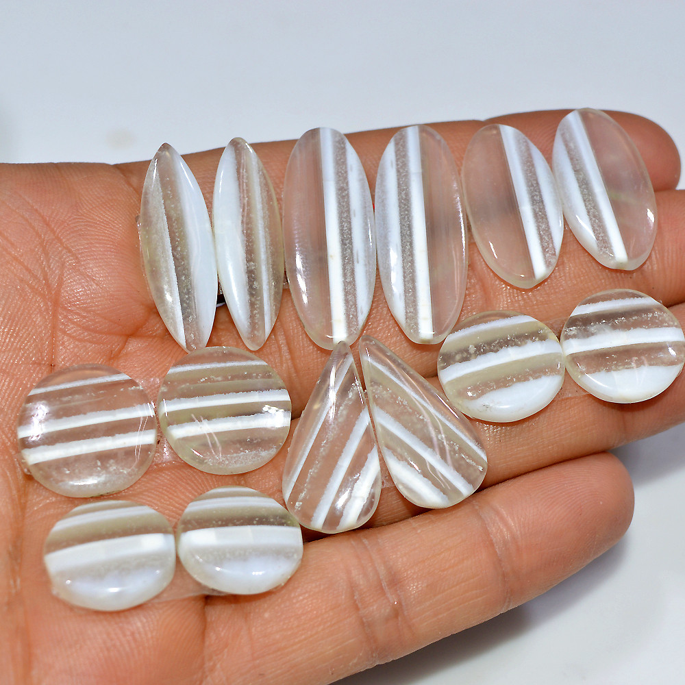 7 Pairs 148 Cts Natural White Agate Cabochon Gemstone Pair Lot Dangle Drop Silver Earrings Making Pairs For Women 30x10 14x14mm 17072