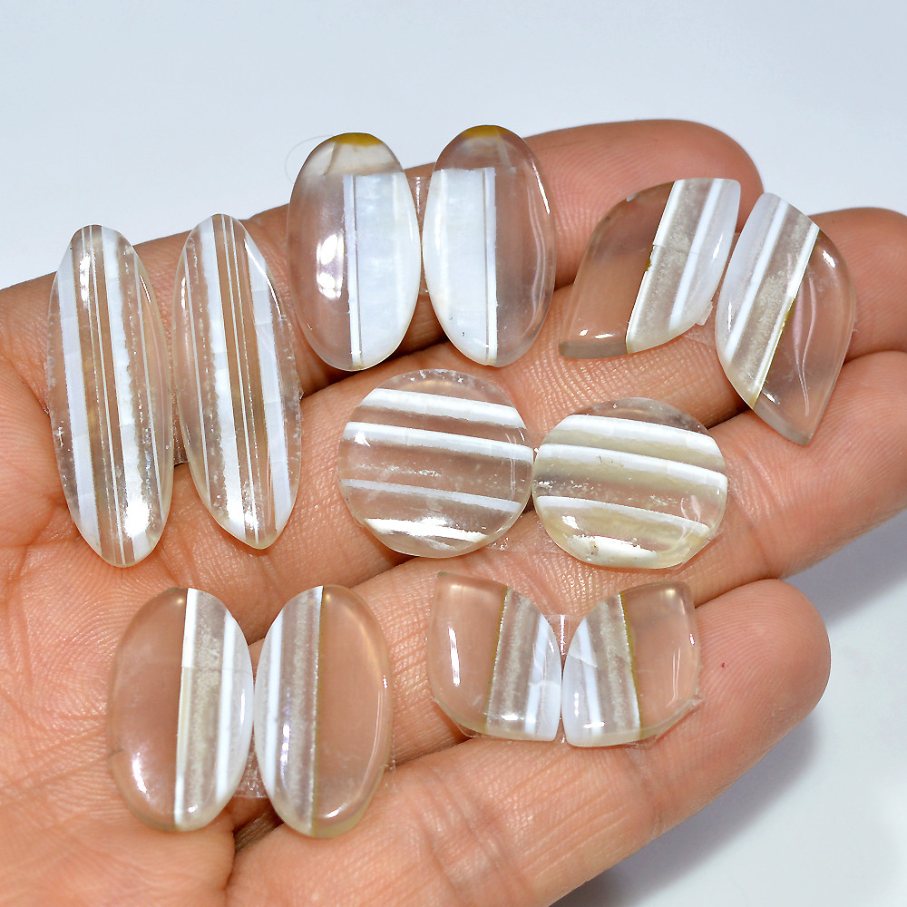 6 Pairs 127 Cts Natural White Agate Cabochon Gemstone Pair Lot Dangle Drop Silver Earrings Making Pairs For Women 30x10 15x15mm 17075