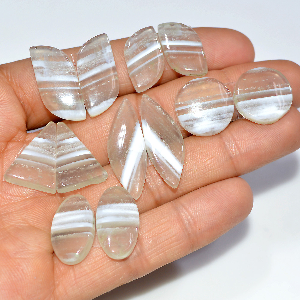 6 Pairs 121 Cts Natural White Agate Cabochon Gemstone Pair Lot Dangle Drop Silver Earrings Making Pairs For Women 29x10 15x15mm 17080