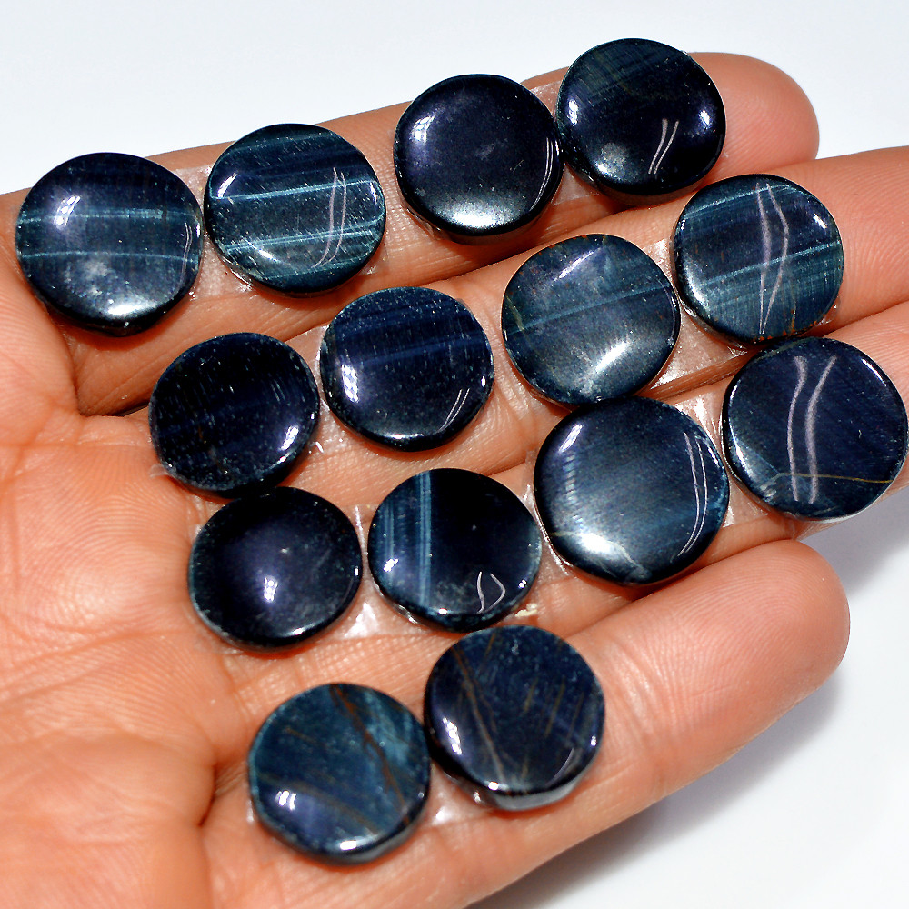 7 Pairs 132 Cts Natural Black Tiger Eye Cabochon Gemstone Dangle Drop Earrings Making Pair 15x15 13x13mm 17090