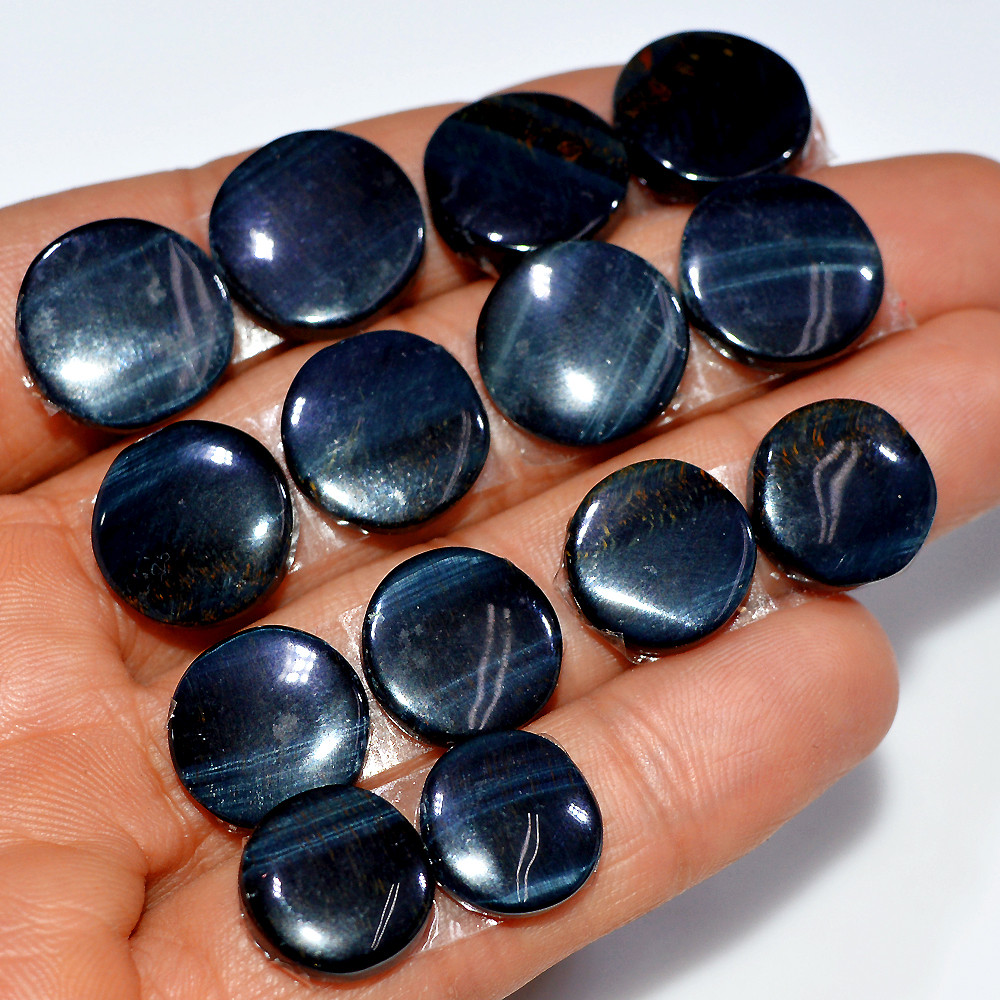 Image of 7 Pairs 117 Cts Natural Black Tiger Eye Cabochon Gemstone Dangle Drop Earrings Making Pair 15x15 10x10mm #17094