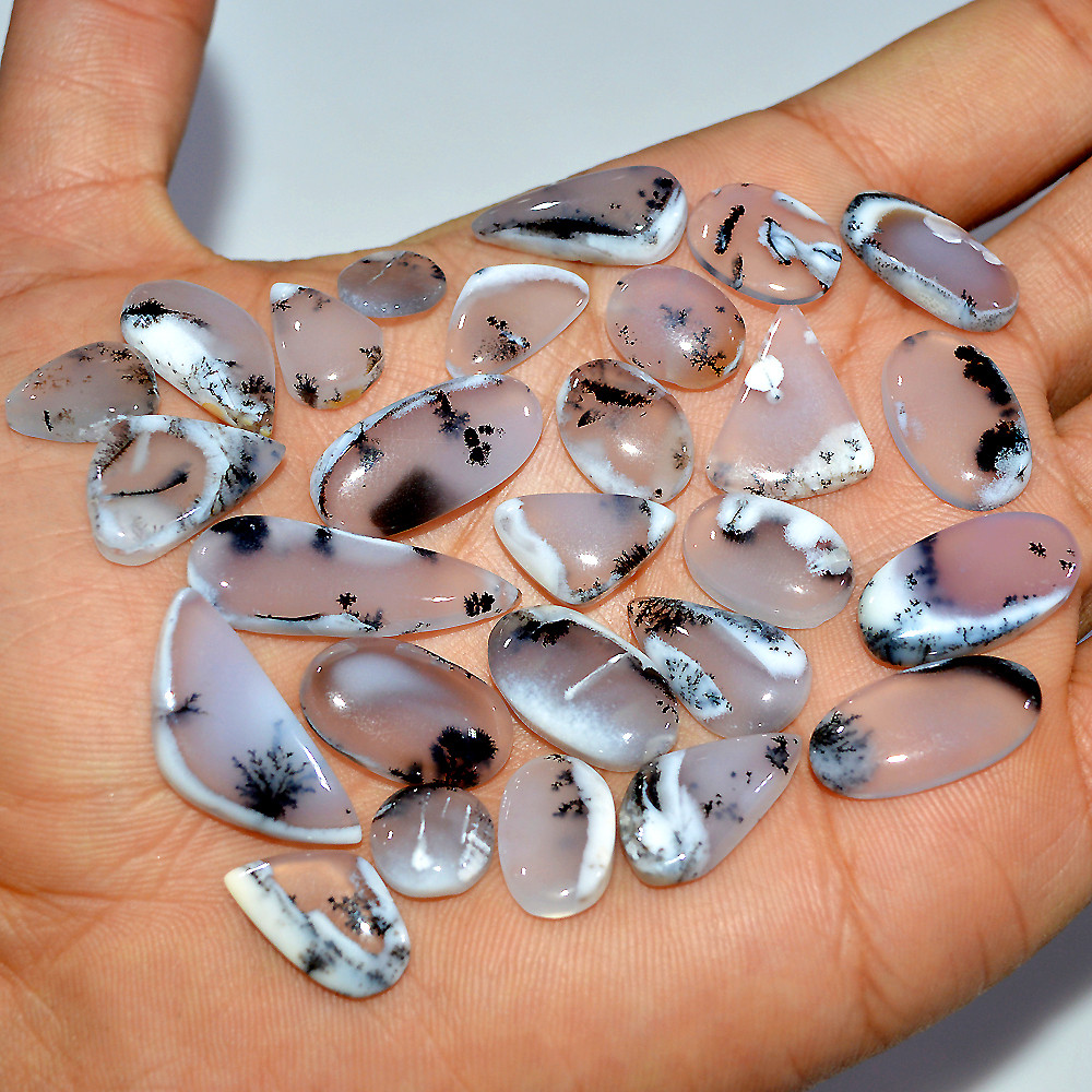 22 Pcs 166 Cts Natural Dendrite Agate Cabochon Gemstone Lot Jewelry Making Handmade Crystal Craft Supplies 29x9 9x9mm 17209