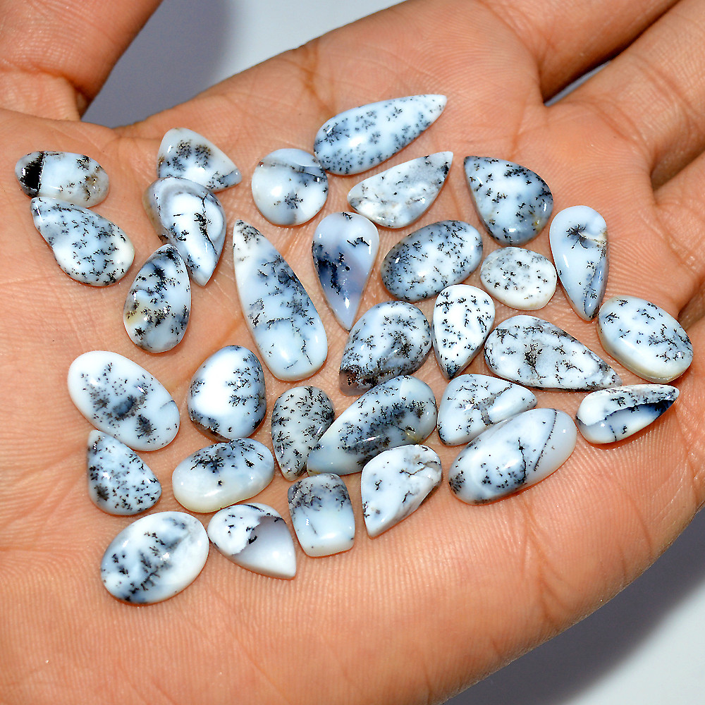 31 Pcs 97 Cts Natural Dendrite Agate Cabochon Gemstone Lot Jewelry Making Handmade Crystal Craft Supplies 20x5 9x5mm 17216