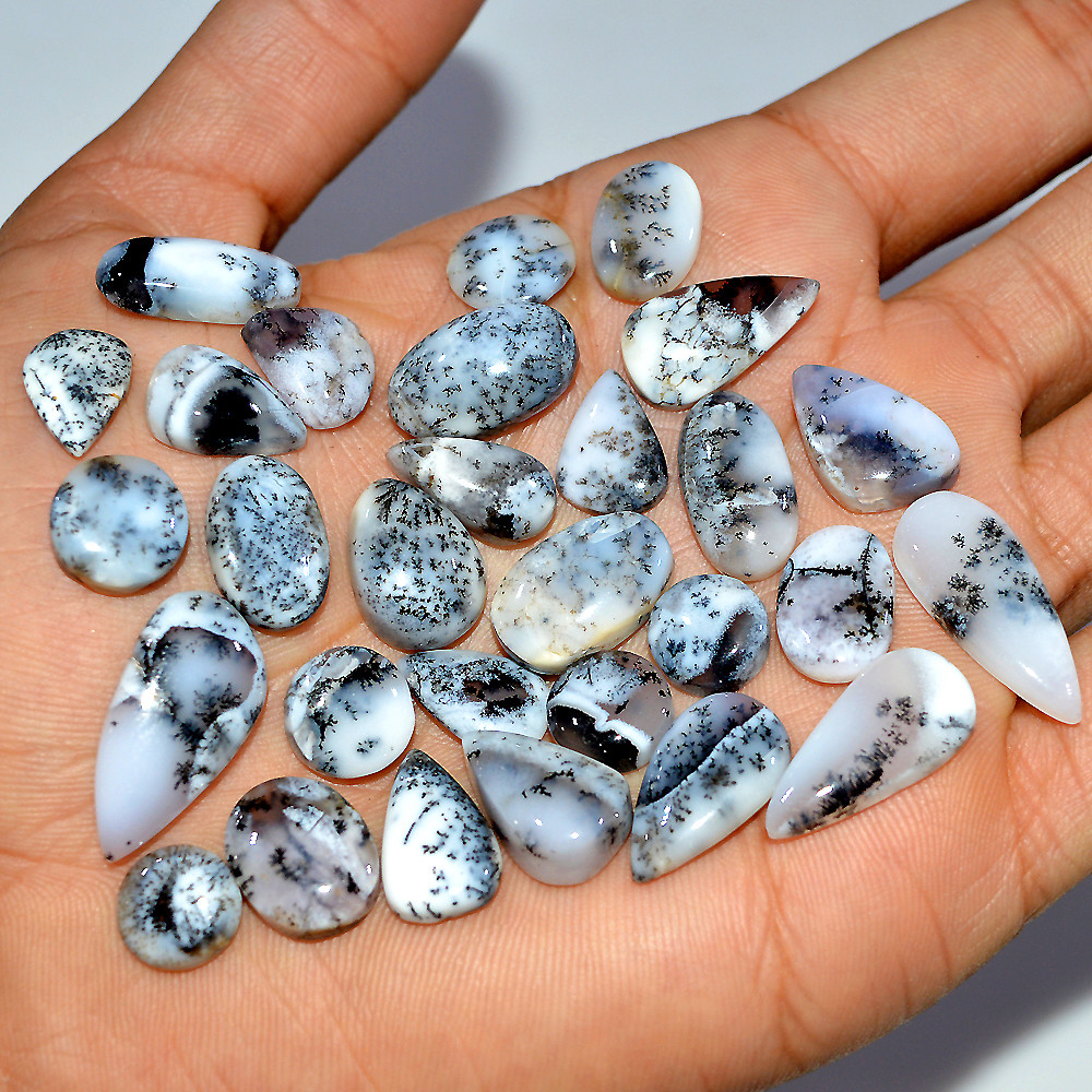 29 Pcs 152 Cts Natural Dendrite Agate Cabochon Gemstone Lot Jewelry Making Handmade Crystal Craft Supplies 23x9 10x10mm 17217